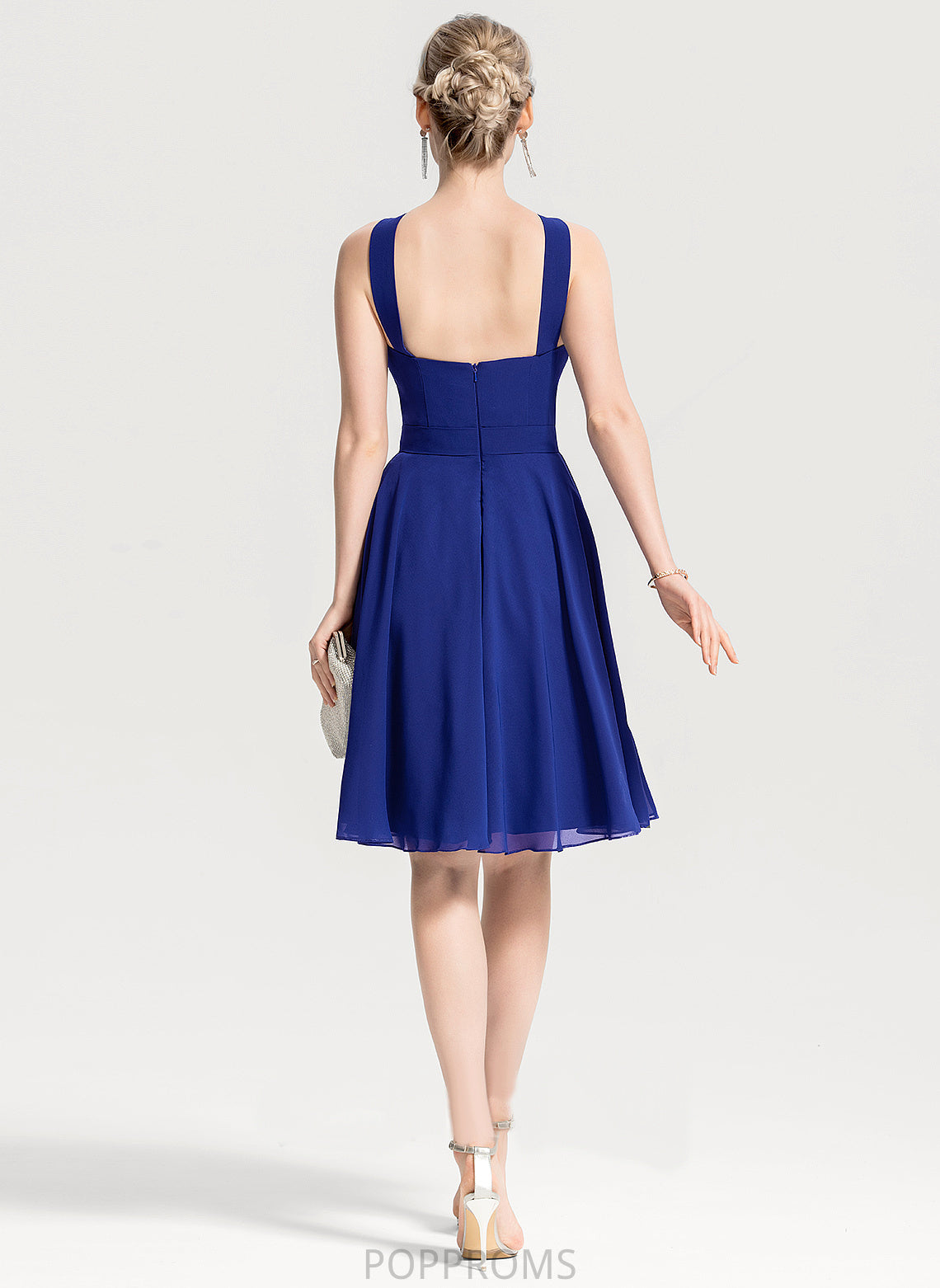 A-Line Chiffon Cocktail Dresses Knee-Length V-neck Dress Sharon Cocktail