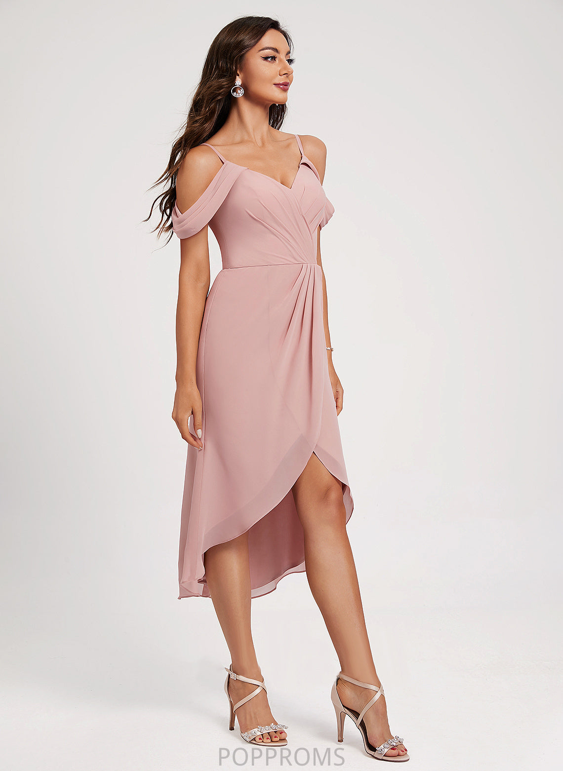 Cocktail Dress Pleated Asymmetrical Iris With Cocktail Dresses Front Sheath/Column Split Chiffon V-neck