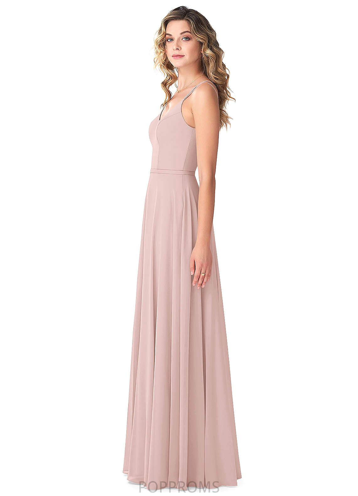 Zariah Tea Length Spaghetti Staps Natural Waist Satin Sleeveless Sheath/Column Bridesmaid Dresses