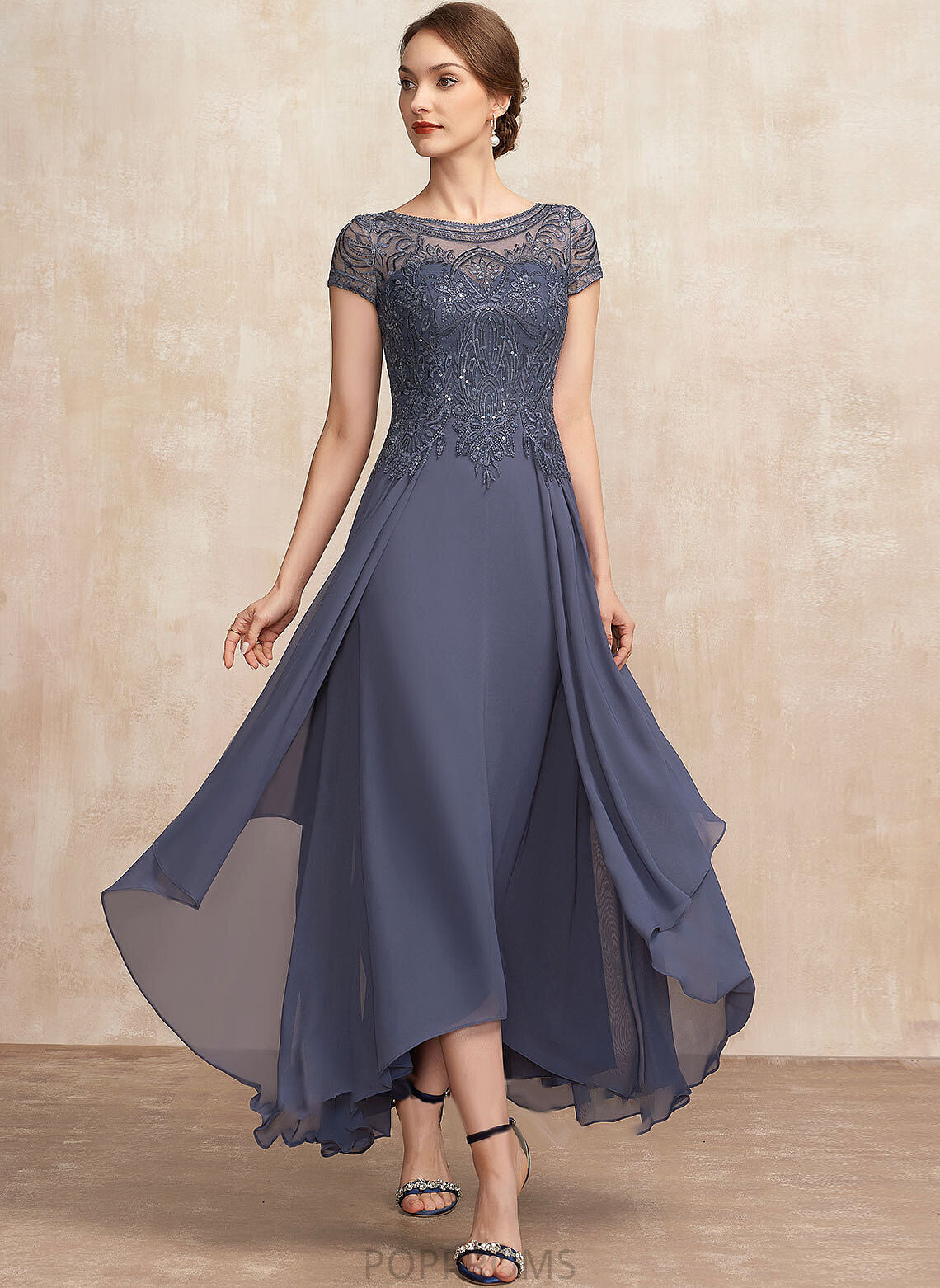 Mother of the Bride Dresses the Bride Mother Neck Sequins Scoop Asymmetrical A-Line Lace With of Dress Jaylynn Chiffon