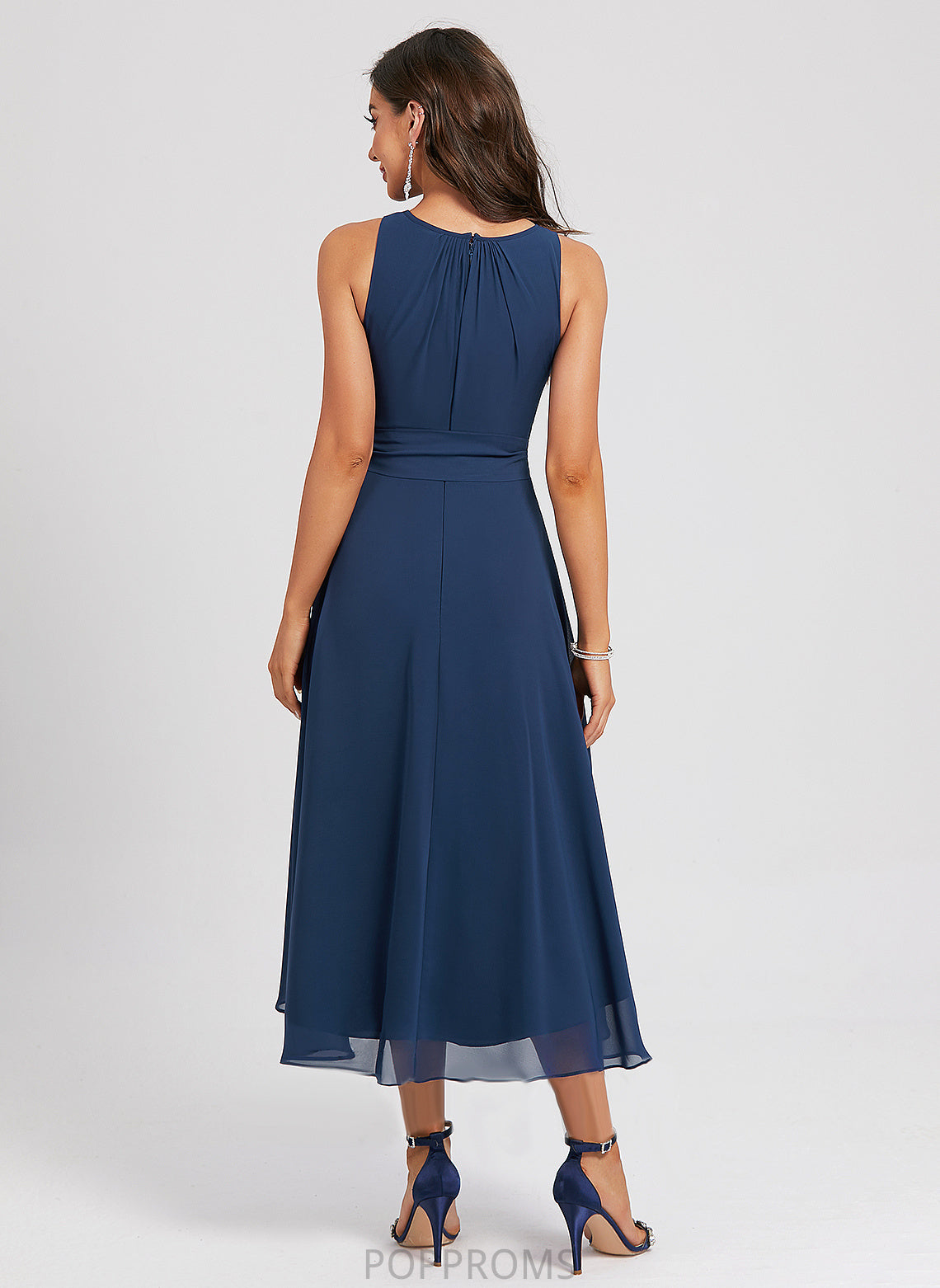 Asymmetrical Neck Sash Dress Scoop Cocktail Dresses With Chiffon Alayna A-Line Cocktail