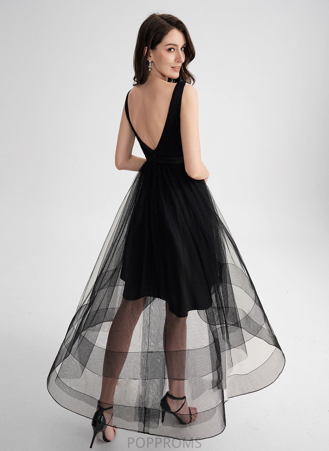 Asymmetrical With Lace A-Line Cocktail V-neck Sequins Dress Tulle Elisabeth Cocktail Dresses