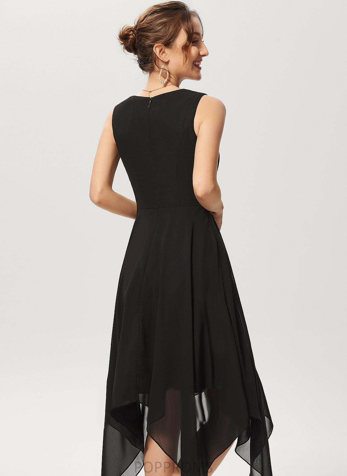 Courtney Chiffon Asymmetrical Dress Cocktail Dresses V-neck A-Line Cocktail