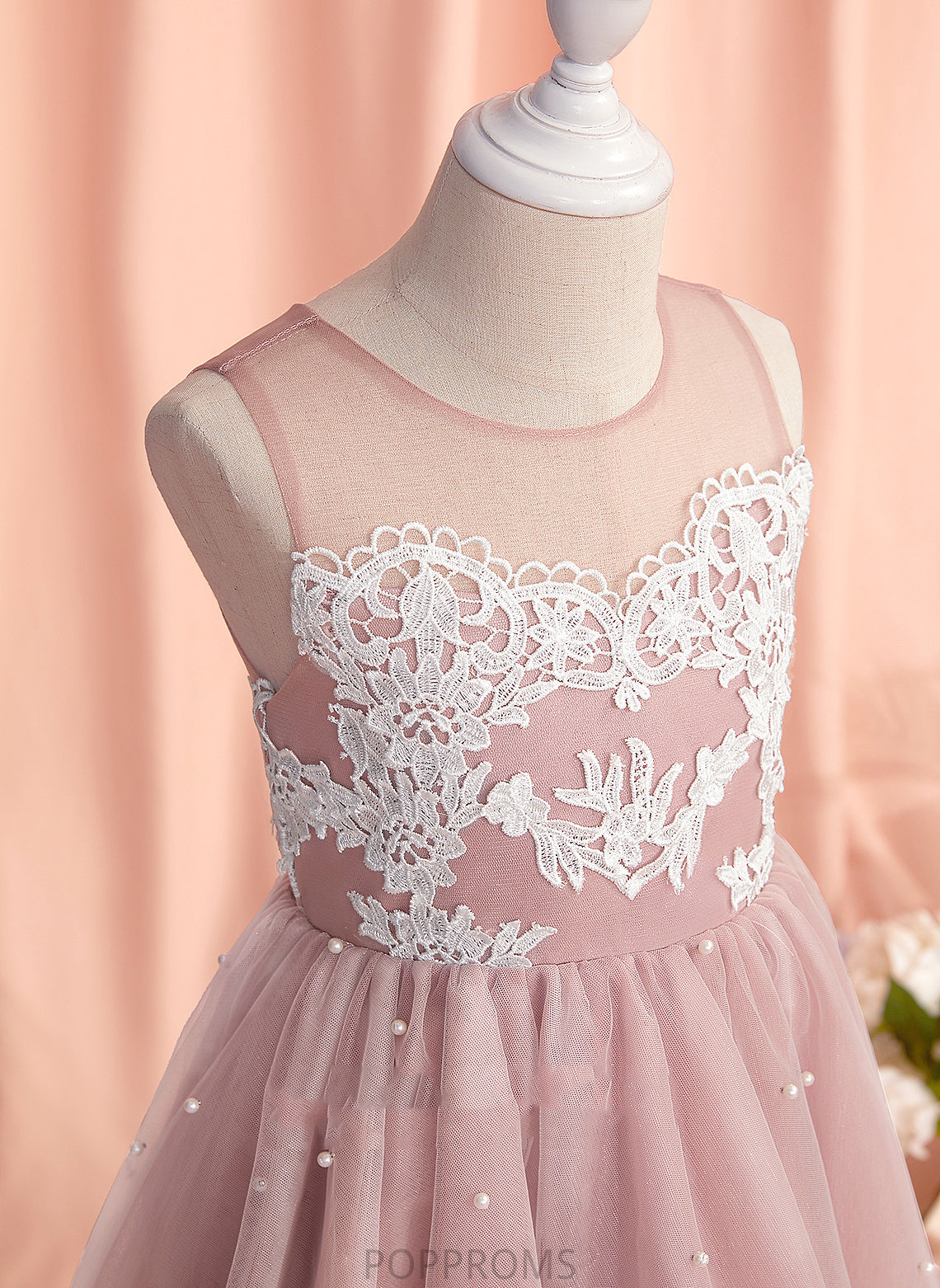 With Neck A-Line Flower Girl Dresses Sleeveless Scoop Lace/Beading Amani Flower Tulle Knee-length Girl - Dress