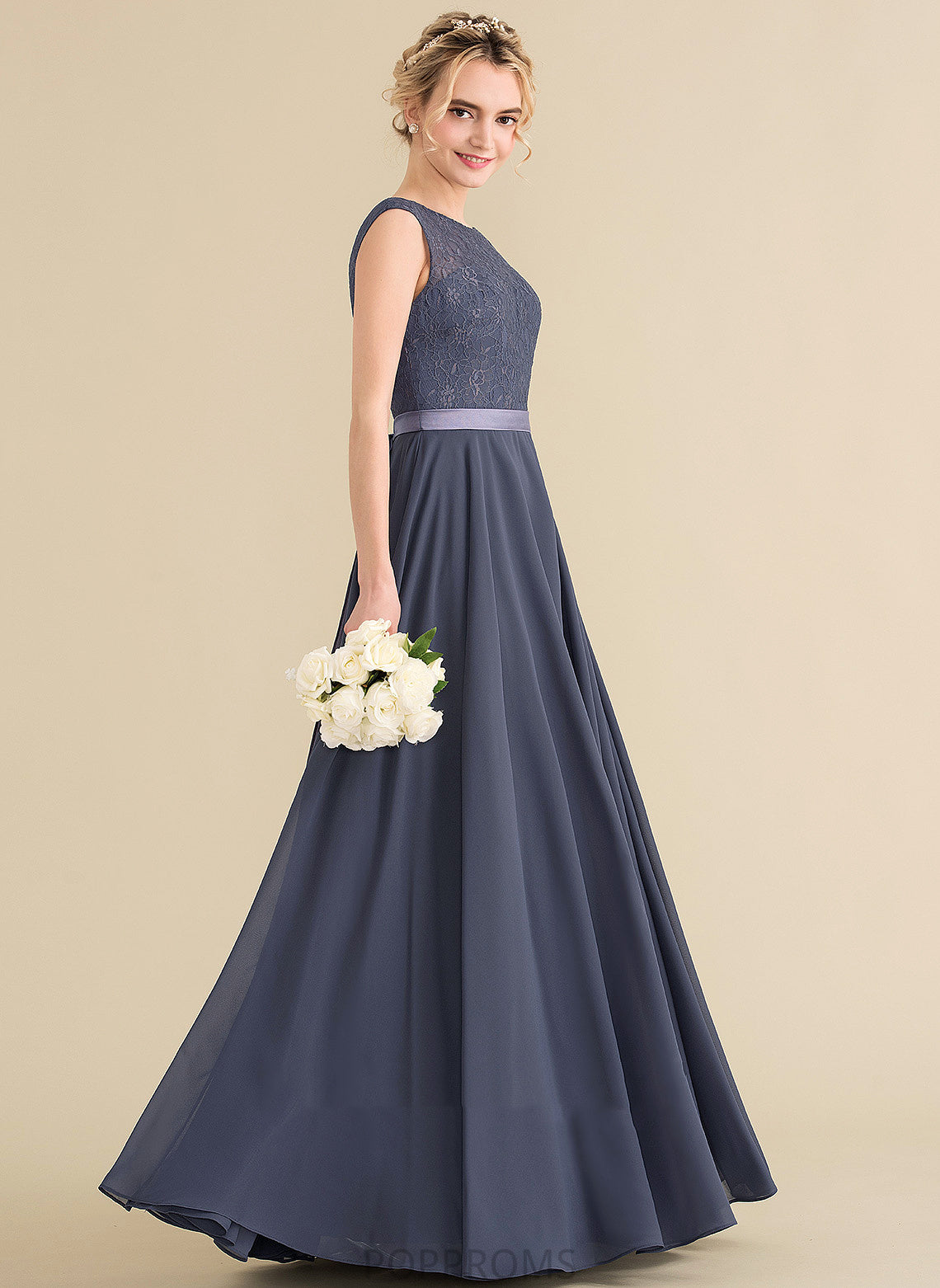 Floor-Length Embellishment Neckline Bow(s) Fabric Length A-Line ScoopNeck Silhouette Gemma One Shoulder A-Line/Princess Bridesmaid Dresses