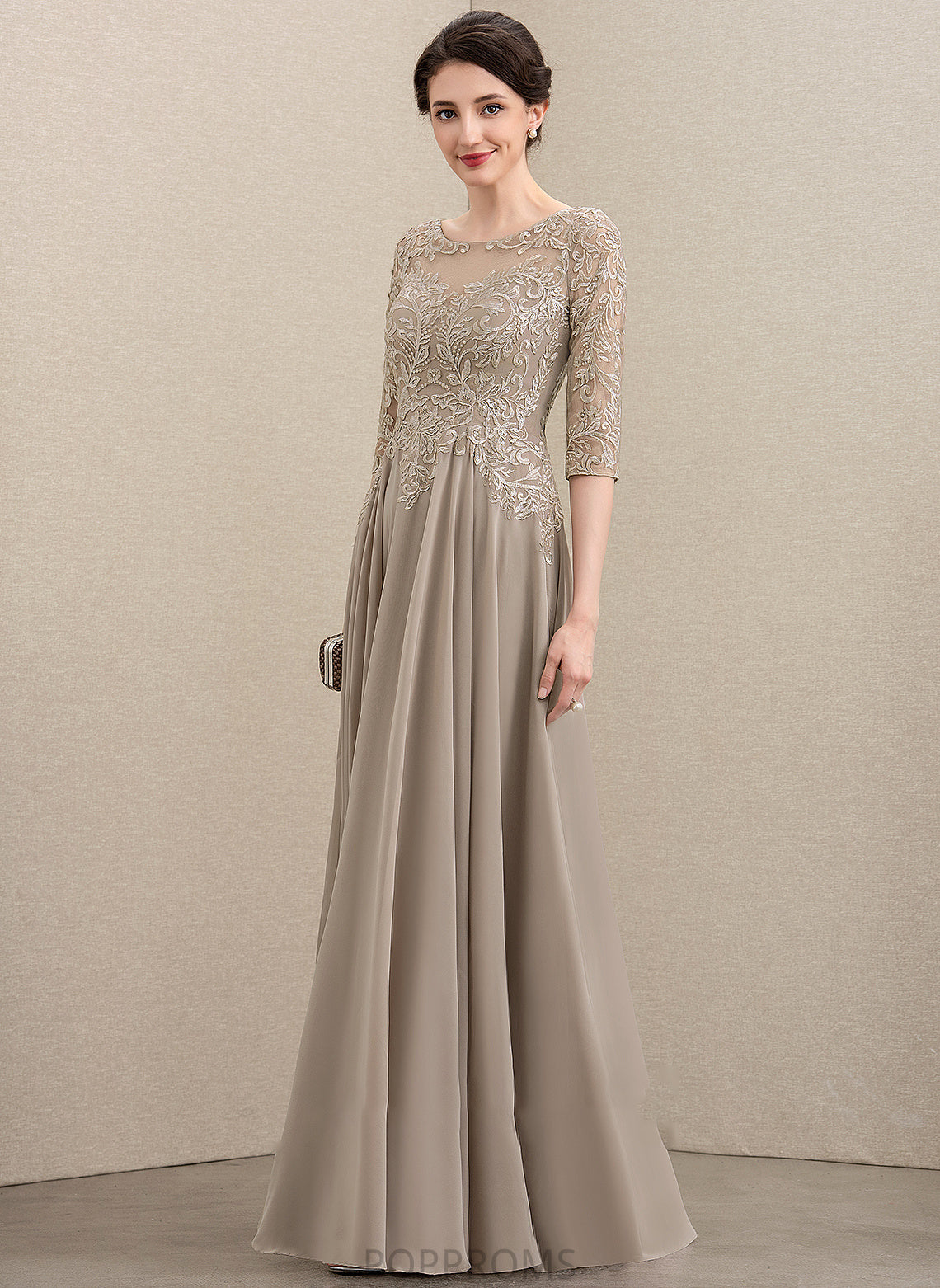 Neck Mckayla A-Line Bride With Floor-Length Mother Sequins Scoop Mother of the Bride Dresses the Lace of Dress Chiffon