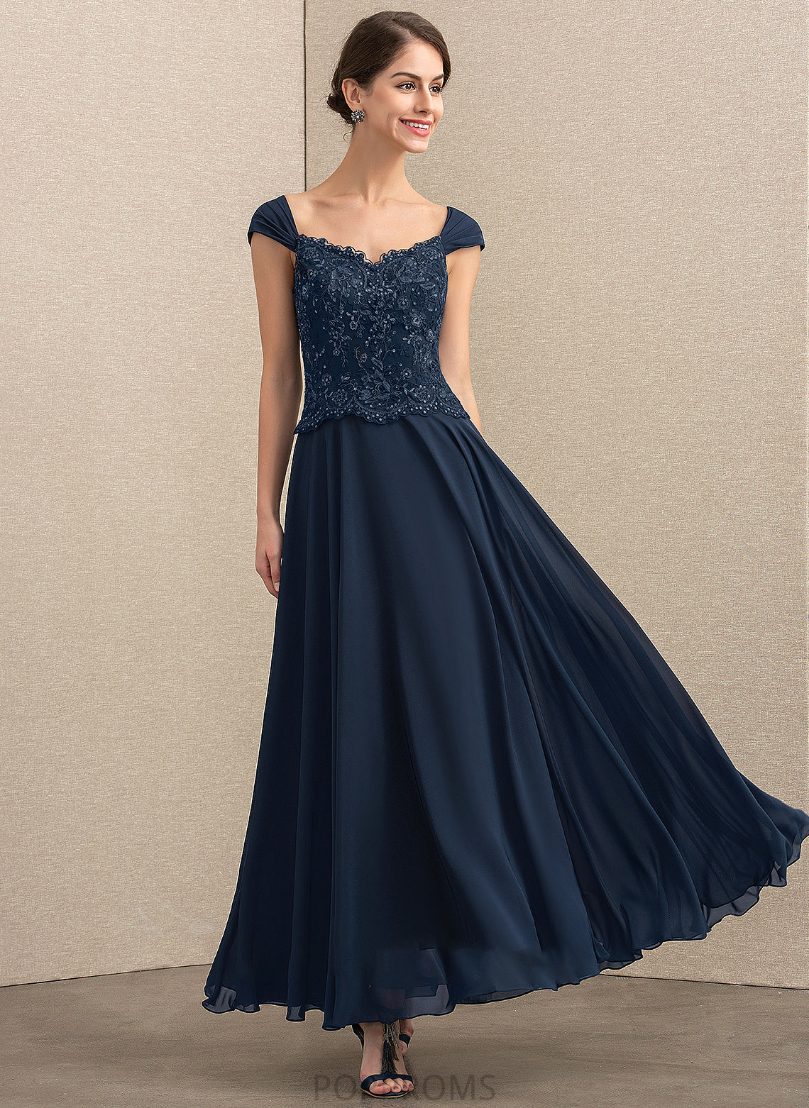 A-Line of Lace Sequins Mother With V-neck Bride Kelsie Dress the Chiffon Mother of the Bride Dresses Ankle-Length