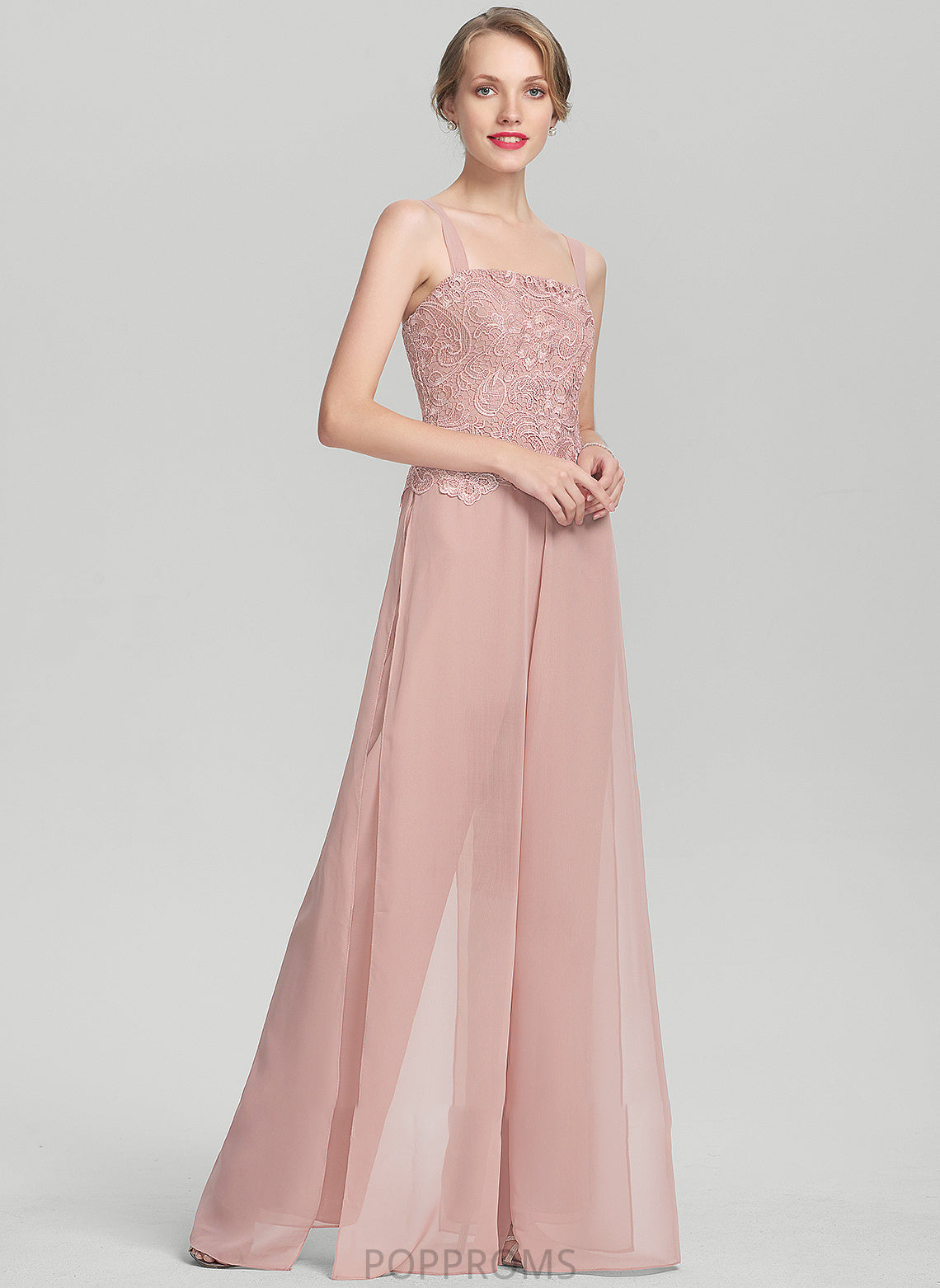 Neckline Dress Floor-Length Chiffon Mother of the Bride Dresses Square Paris of Bride the Lace Mother Jumpsuit/Pantsuit