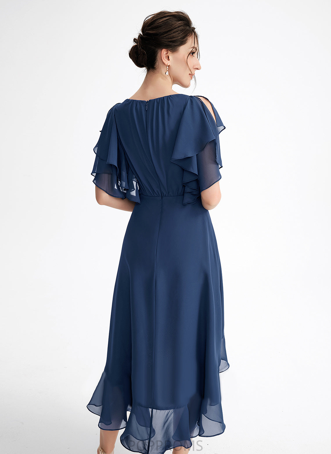 A-Line Cascading Asymmetrical Meg Cocktail Dresses Dress Neck Ruffles Cocktail Chiffon Scoop With