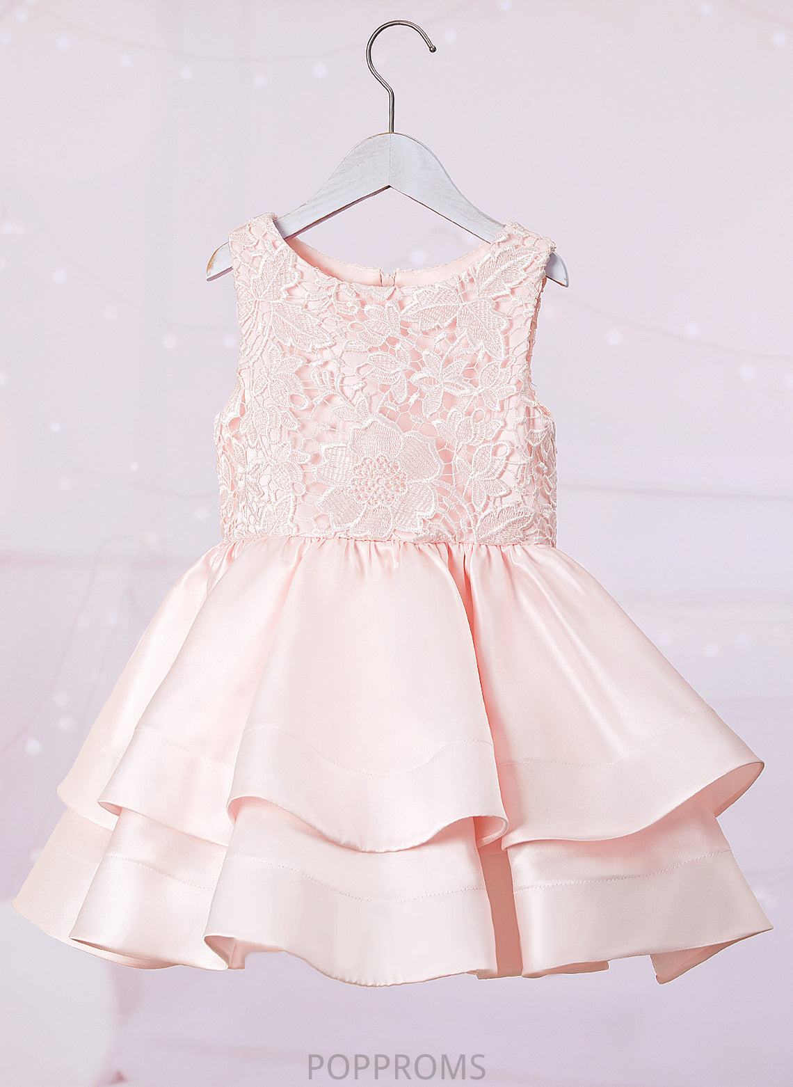 Dress Sleeveless - Scoop Neck Flower Lyric Satin/Lace A-Line Flower Girl Dresses Short/Mini Girl