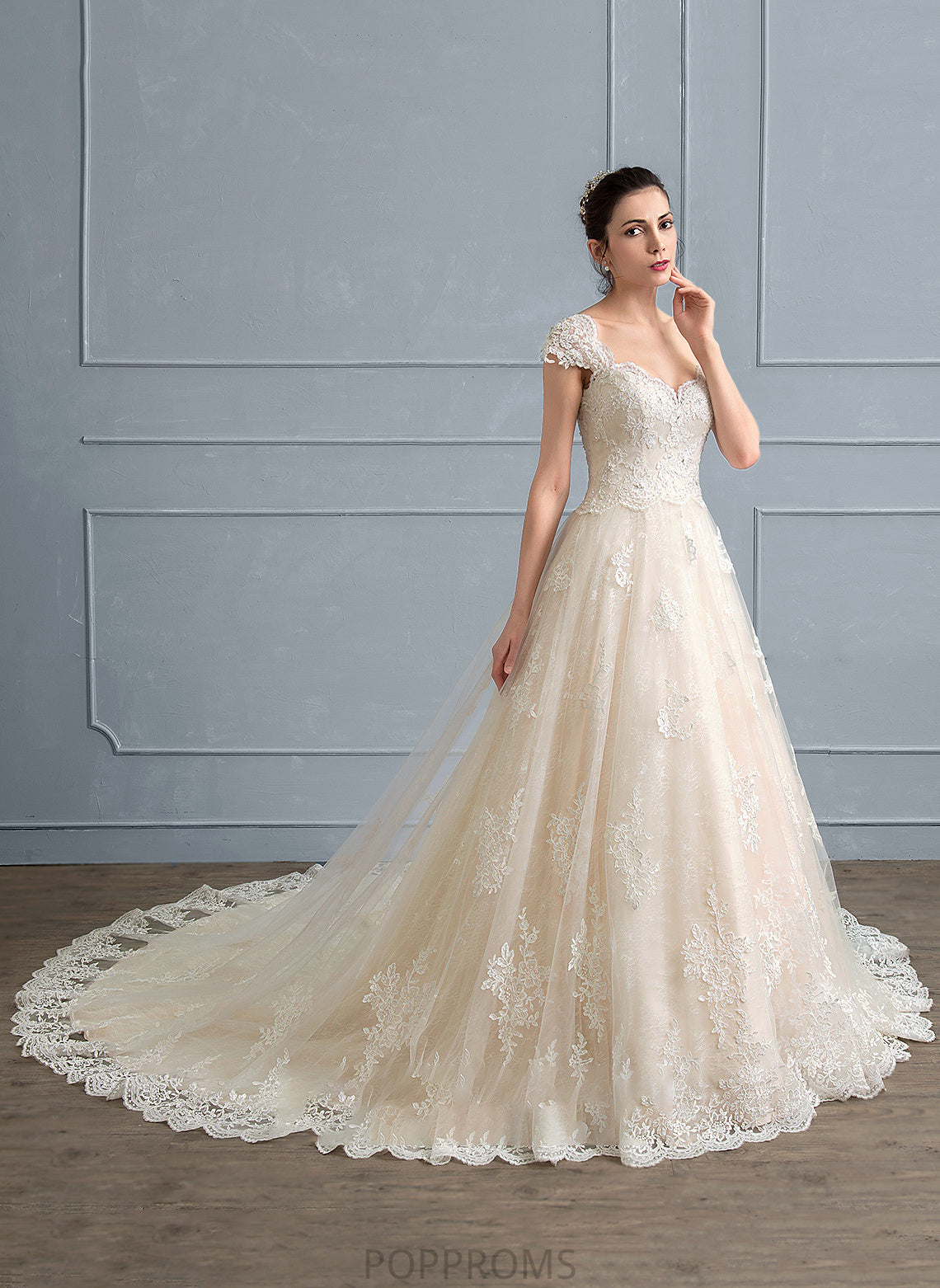 Sweetheart Sequins Tulle Wedding Dresses Train Jazmine With Wedding Dress Lace Ball-Gown/Princess Beading Cathedral