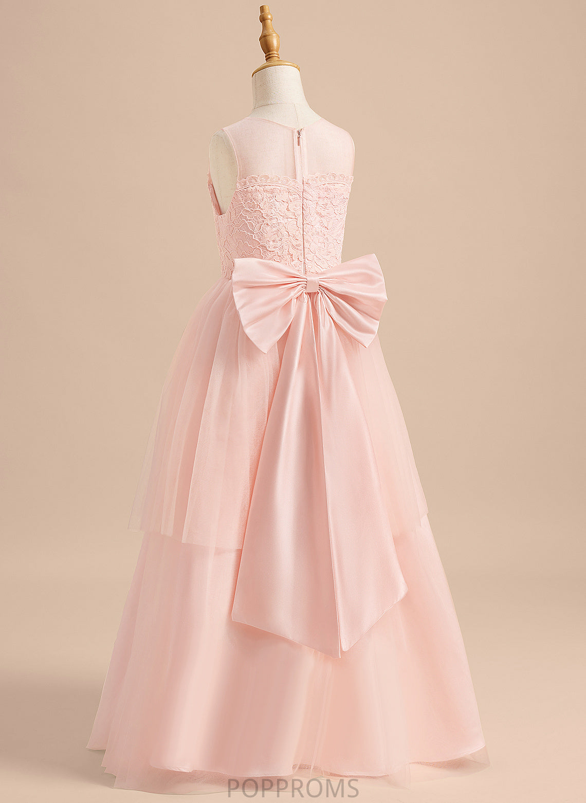 Floor-length Clare Scoop With Girl Flower Neck - Dress Lace/Bow(s) Flower Girl Dresses A-Line Sleeveless Tulle