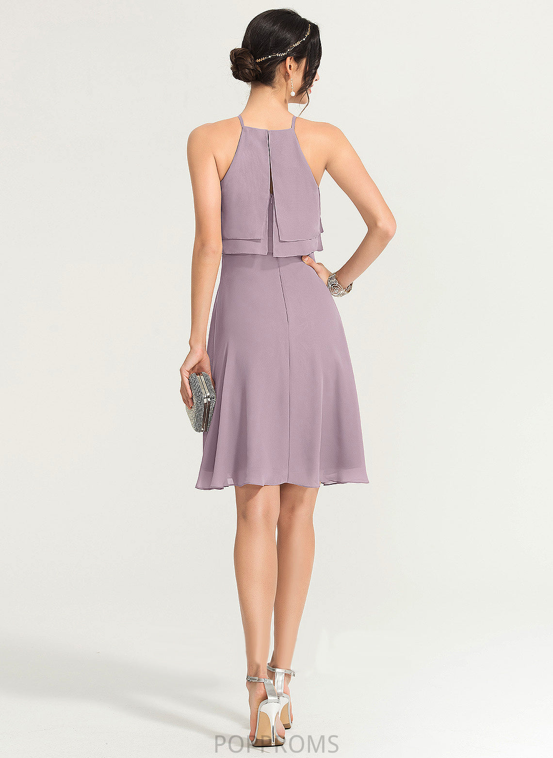 Dress Cocktail Dresses Chiffon Cocktail Rosalie Square A-Line Knee-Length Neckline