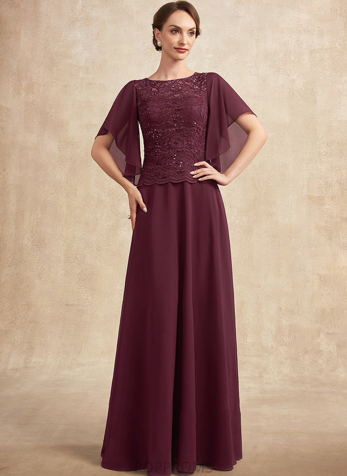 Chiffon With of Mother of the Bride Dresses A-Line Rebecca Bride Scoop the Sequins Neck Lace Floor-Length Mother Dress