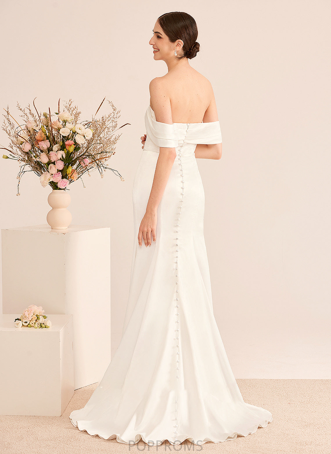 Trumpet/Mermaid Dress Faith Wedding Off-the-Shoulder Wedding Dresses Sweep With Train Ruffle