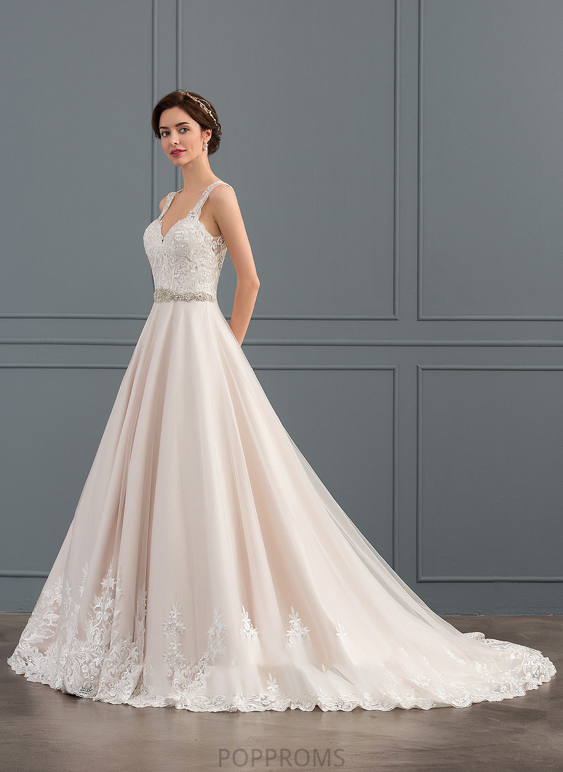 Dress Lucia Wedding Dresses With Beading Court Ball-Gown/Princess Tulle Lace Wedding Sweetheart Train