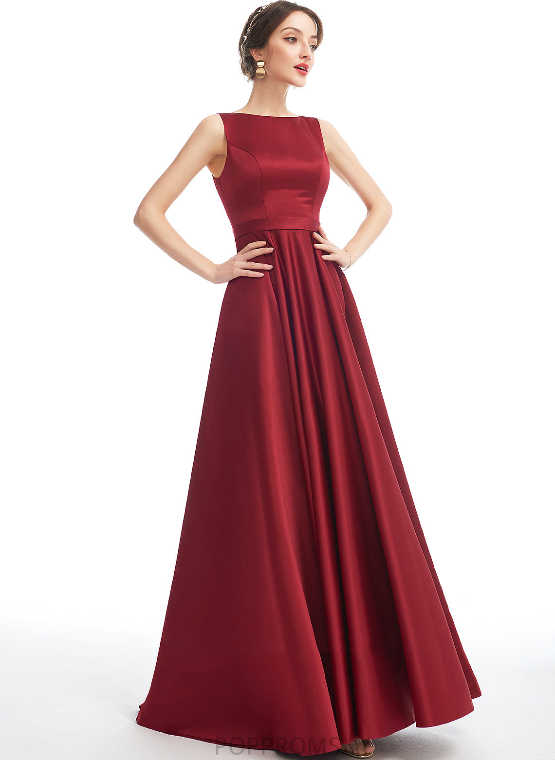 Neckline Silhouette Fabric Floor-Length Satin ScoopNeck A-Line Straps Length Hayden A-Line/Princess Spaghetti Staps Bridesmaid Dresses