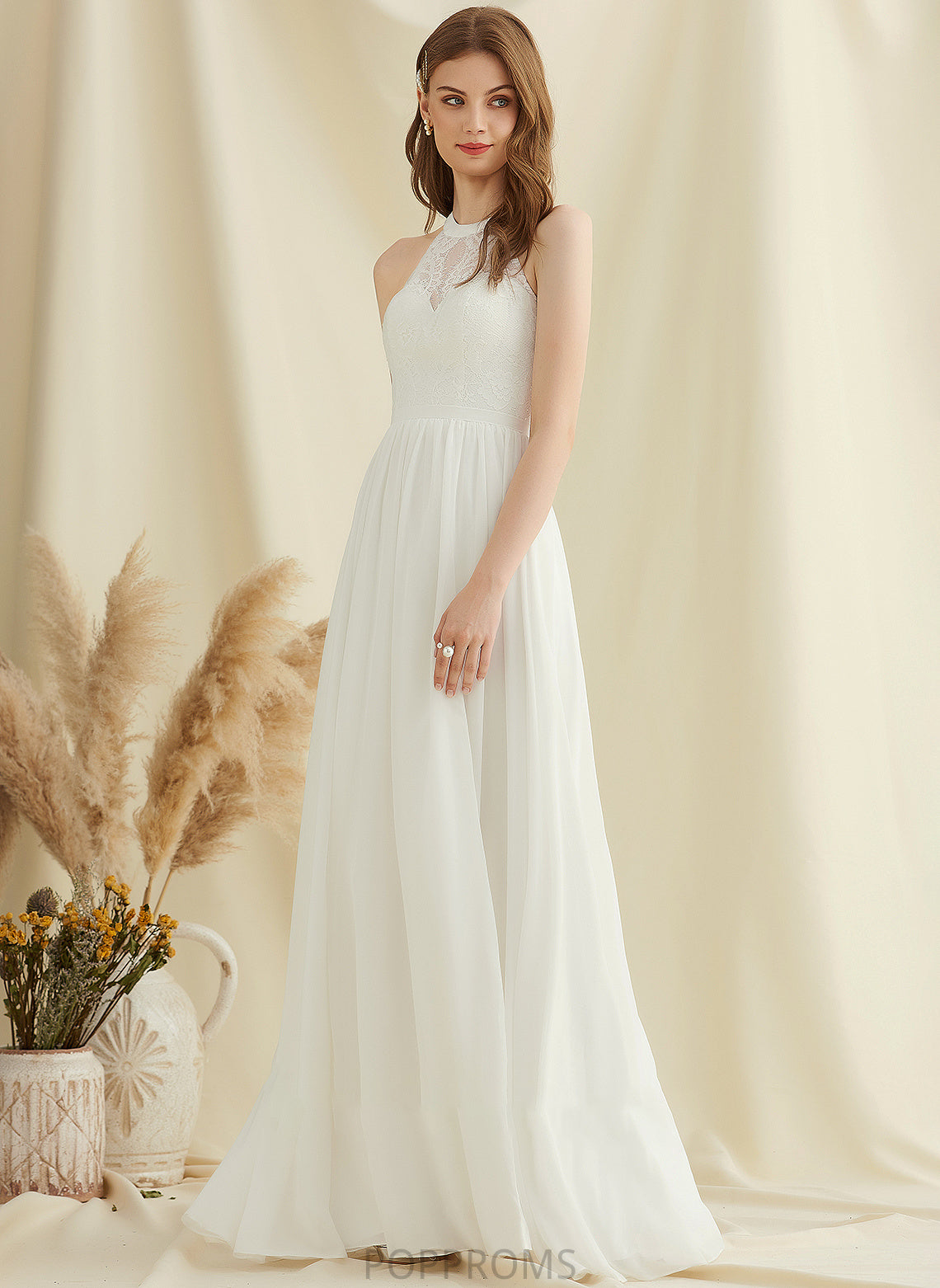 Wedding Neck With Wedding Dresses A-Line Front Dress Floor-Length Chiffon Scoop Split Lace Elva