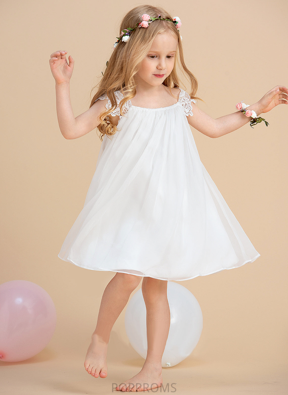 A-Line/Princess Flower Girl Dresses Dress With Scoop Destiney Chiffon Neck Girl - Lace Flower Tea-length Sleeveless