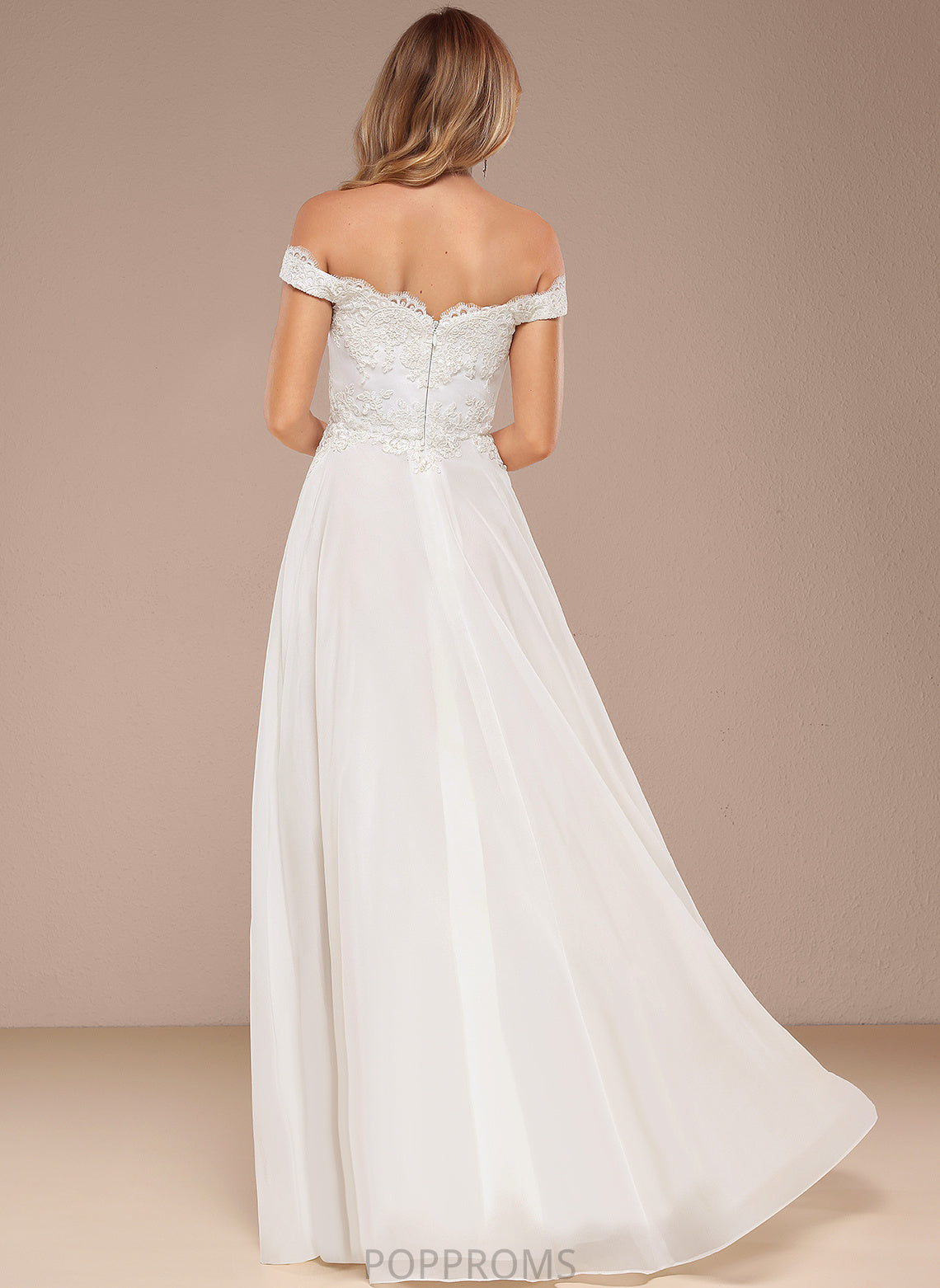 Dress Off-the-Shoulder A-Line Janessa Wedding Dresses Lace Floor-Length Sequins With Chiffon Wedding