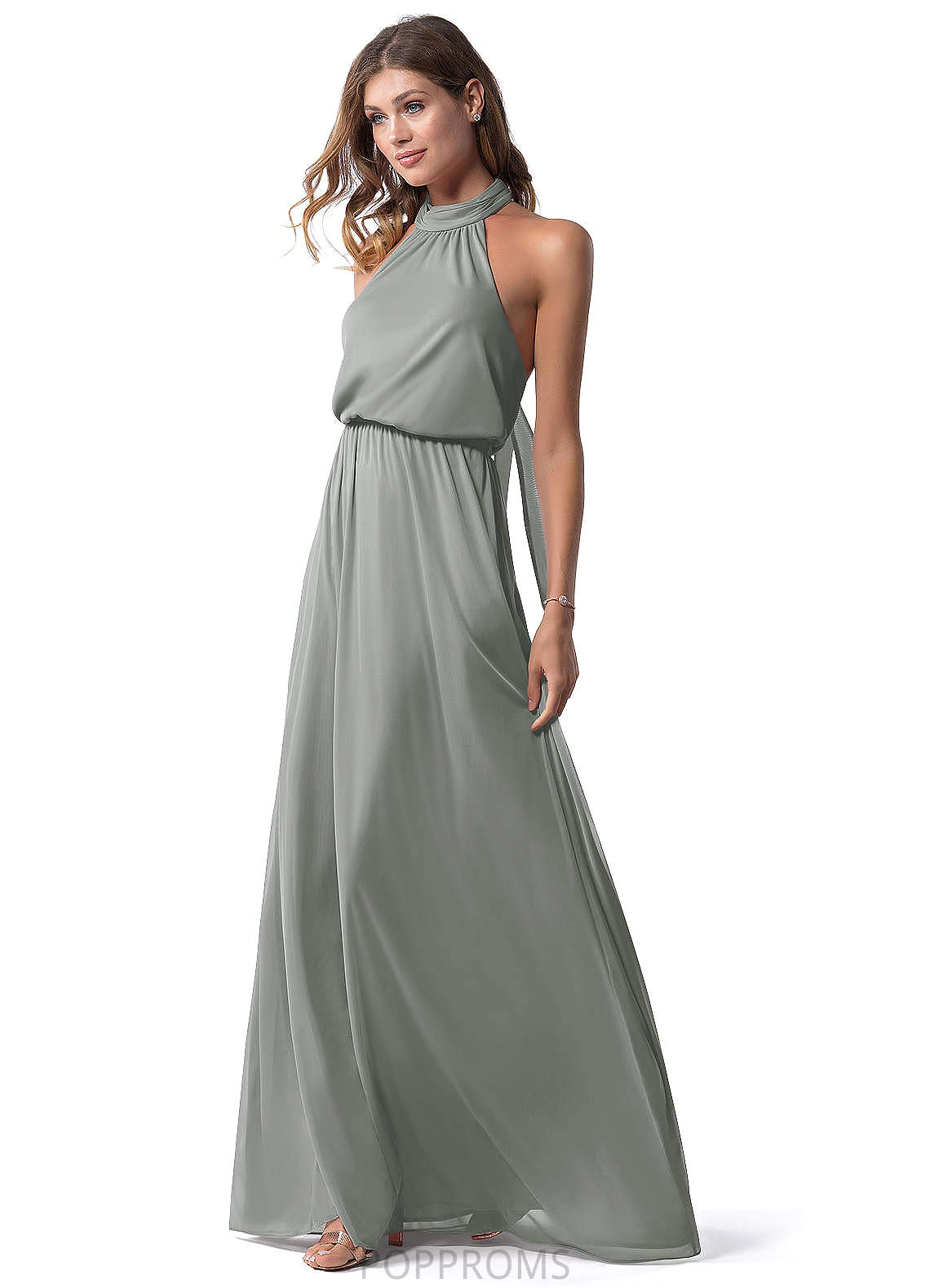 Ximena A-Line/Princess Spaghetti Staps Sleeveless Empire Waist Floor Length Bridesmaid Dresses