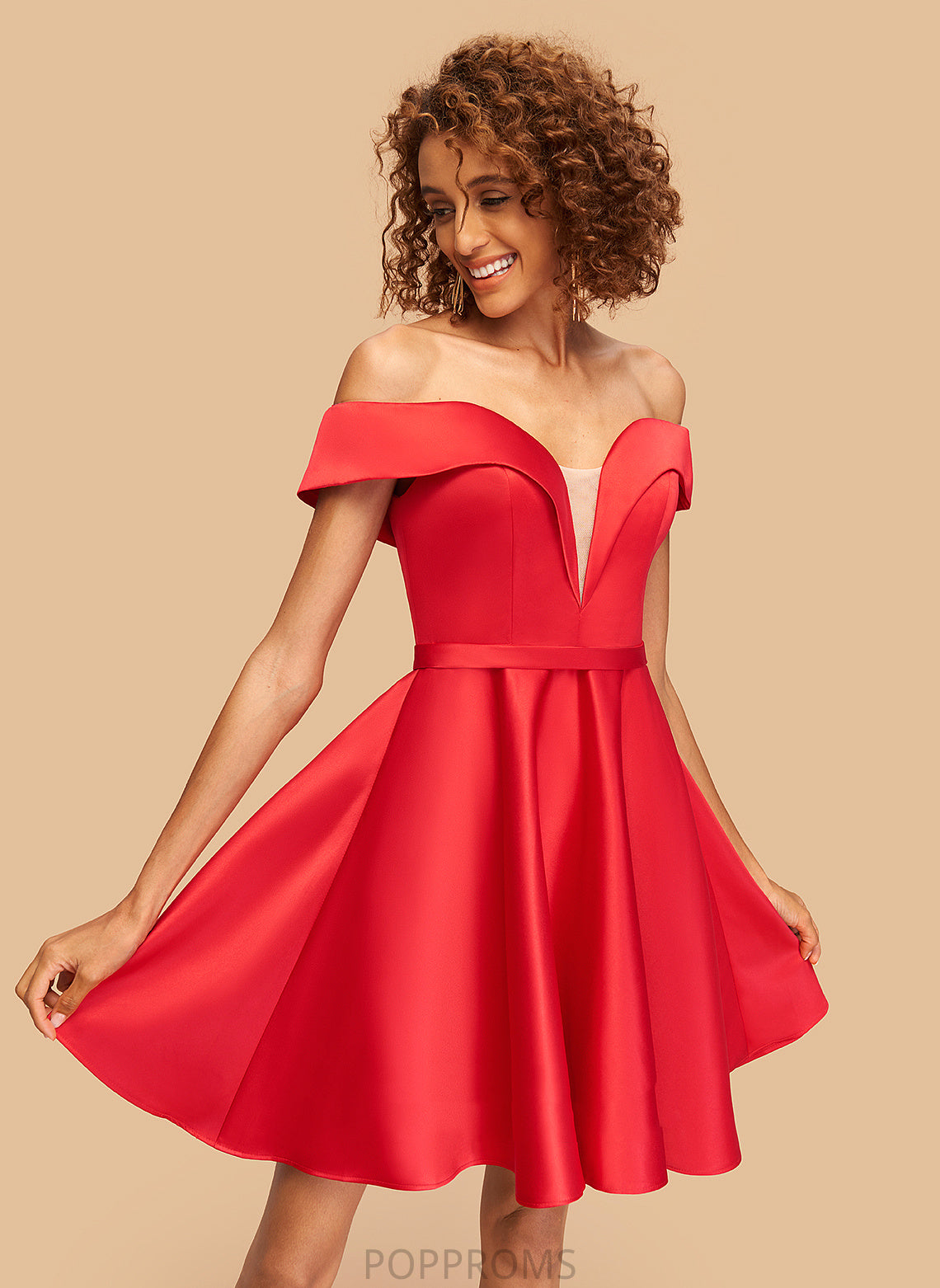 Homecoming Dresses Satin Dress Short/Mini Willa Off-the-Shoulder A-Line Homecoming