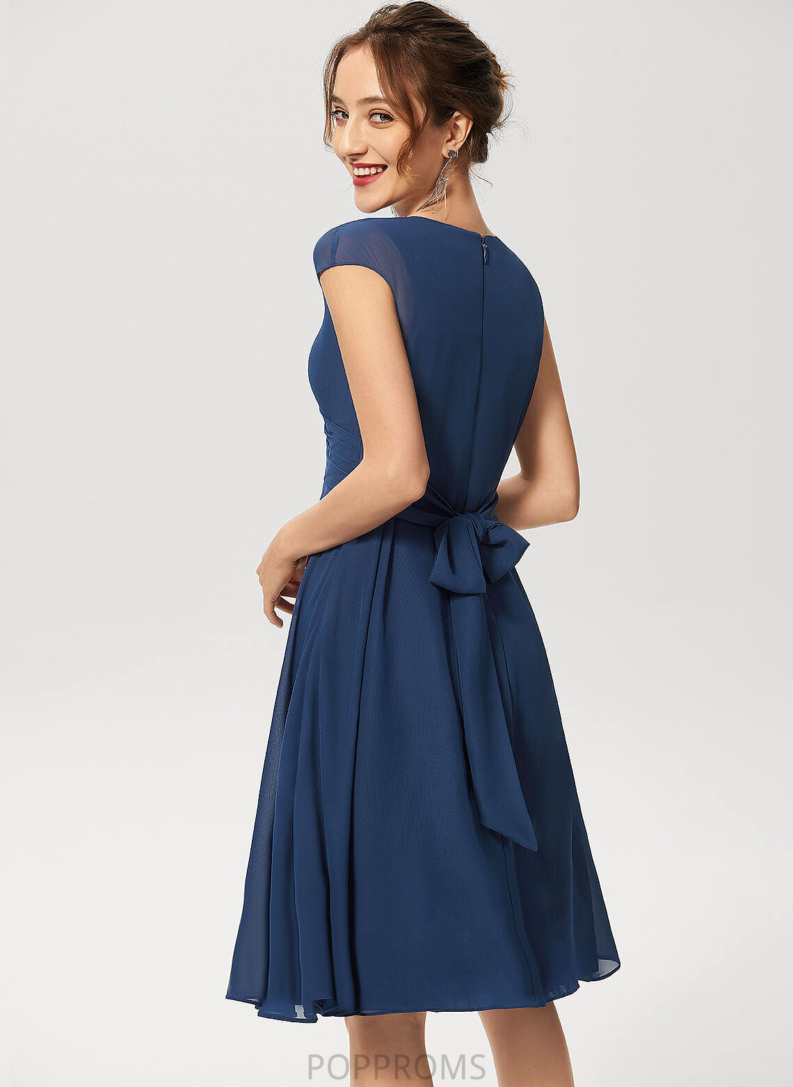 V-neck Knee-Length A-Line Cocktail Dress With Piper Chiffon Ruffle Cocktail Dresses