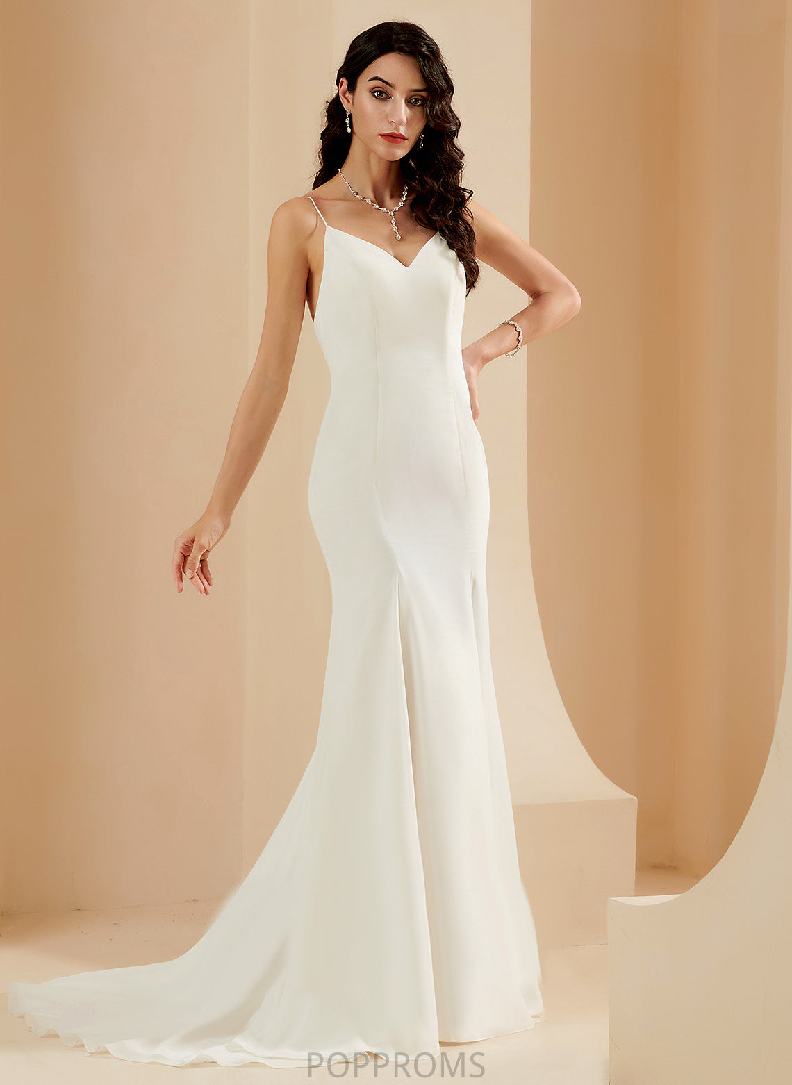 Wedding Wedding Dresses Train Chiffon V-neck Trumpet/Mermaid Dress Court Kaydence