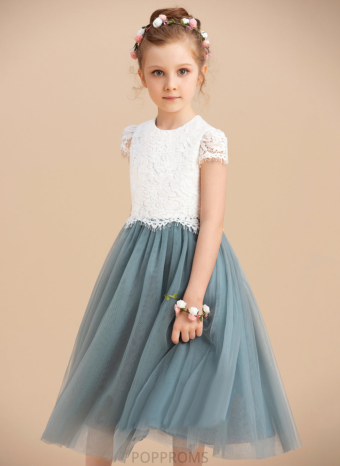 A-Line Dress Neck Tea-length Scoop Flower Girl Dresses Mia Tulle/Lace Girl Flower - Sleeveless