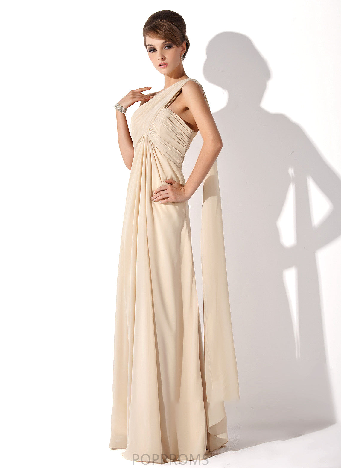 Nan Bride of With the Chiffon Mother Ruffle Empire One-Shoulder Mother of the Bride Dresses Floor-Length Dress