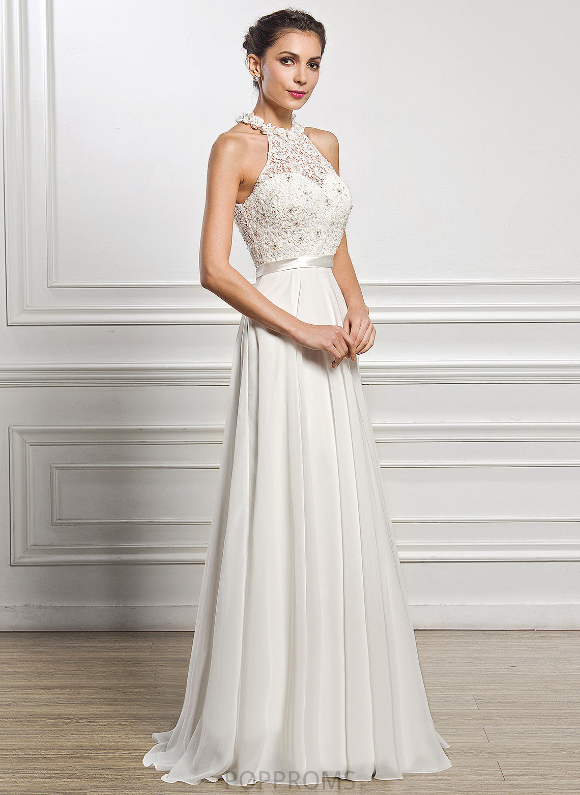 Sequins Dress With Chiffon Wedding Dresses Floor-Length Lace Wedding Marie Beading A-Line