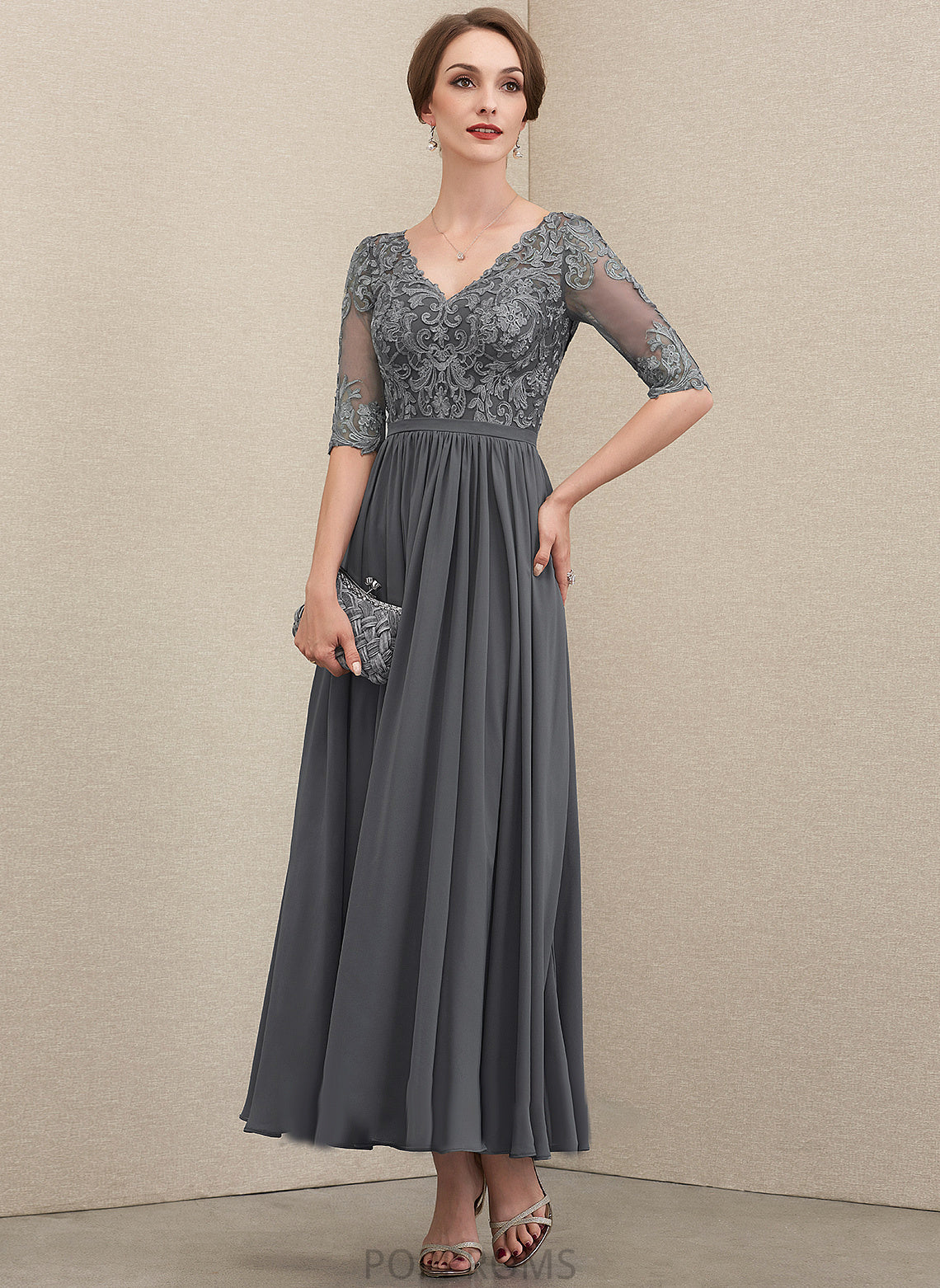 Dress Lace the Bride A-Line V-neck Mother of the Bride Dresses Chiffon Sally of Mother Ankle-Length