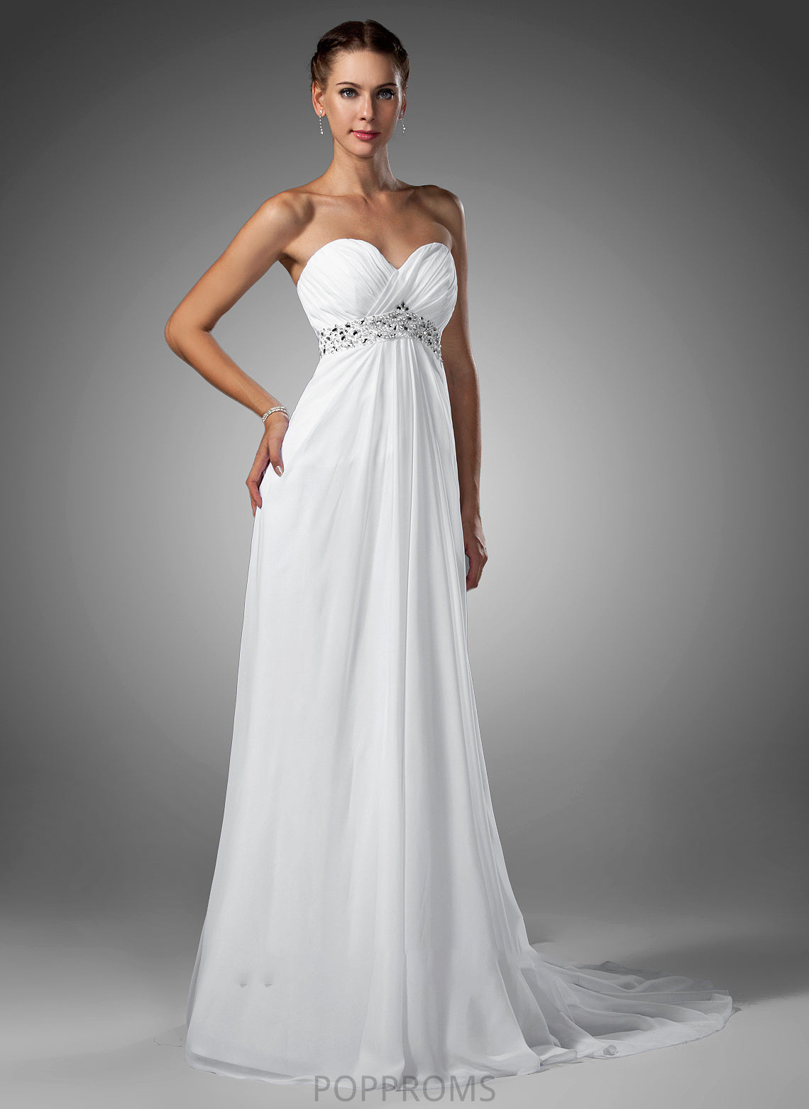 Train Wedding Empire Sweep Brianna With Dress Wedding Dresses Beading Chiffon Ruffle Sweetheart