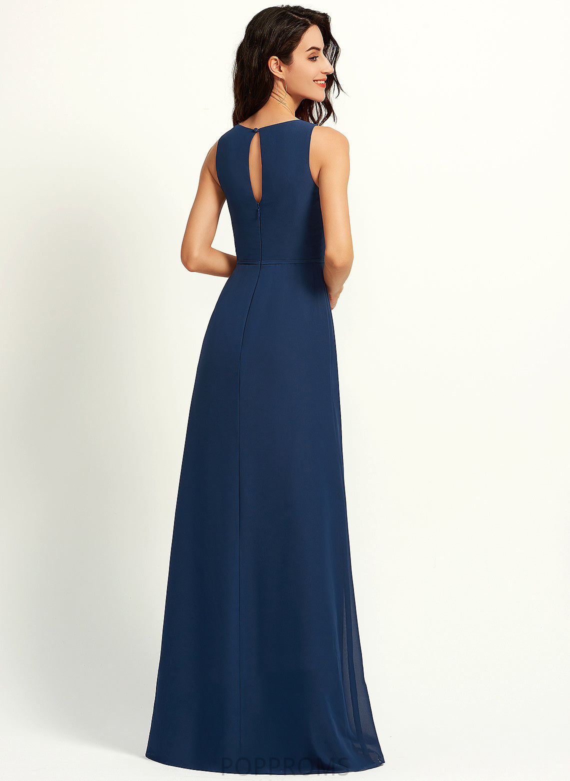 Fabric Floor-Length Length Embellishment SplitFront ScoopNeck Silhouette A-Line Neckline Sara Spaghetti Staps Natural Waist Bridesmaid Dresses