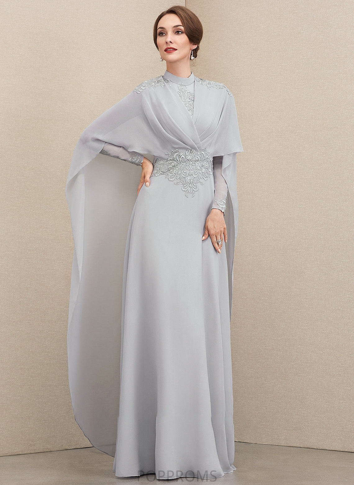 With Mother of the Bride Dresses Ruffle A-Line Dress the Floor-Length Ayla of Chiffon Bride Neck Mother High Lace