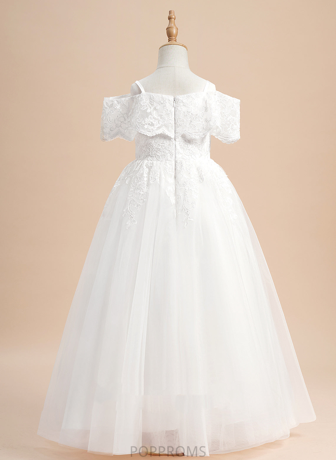 Short Girl Flower Tulle Sleeves - With Mia Lace Off-the-Shoulder Floor-length Flower Girl Dresses Ball-Gown/Princess Dress