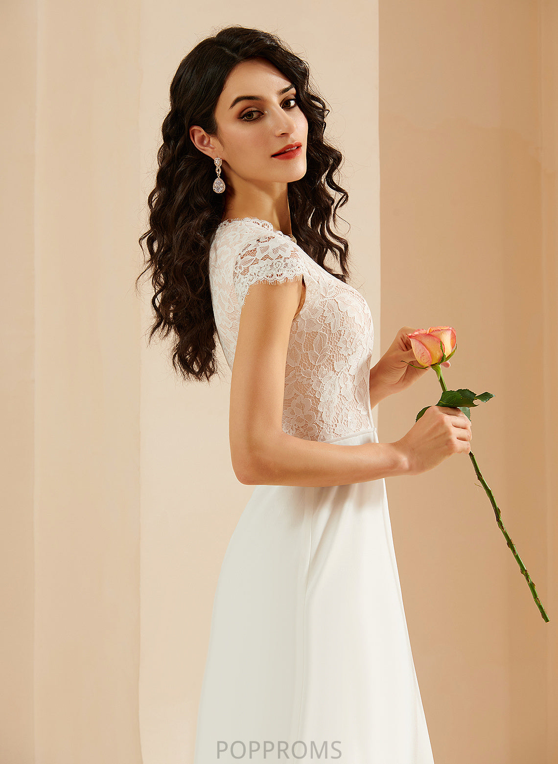 With A-Line Neck Wedding Rosa Scoop Chiffon Floor-Length Wedding Dresses Lace Dress