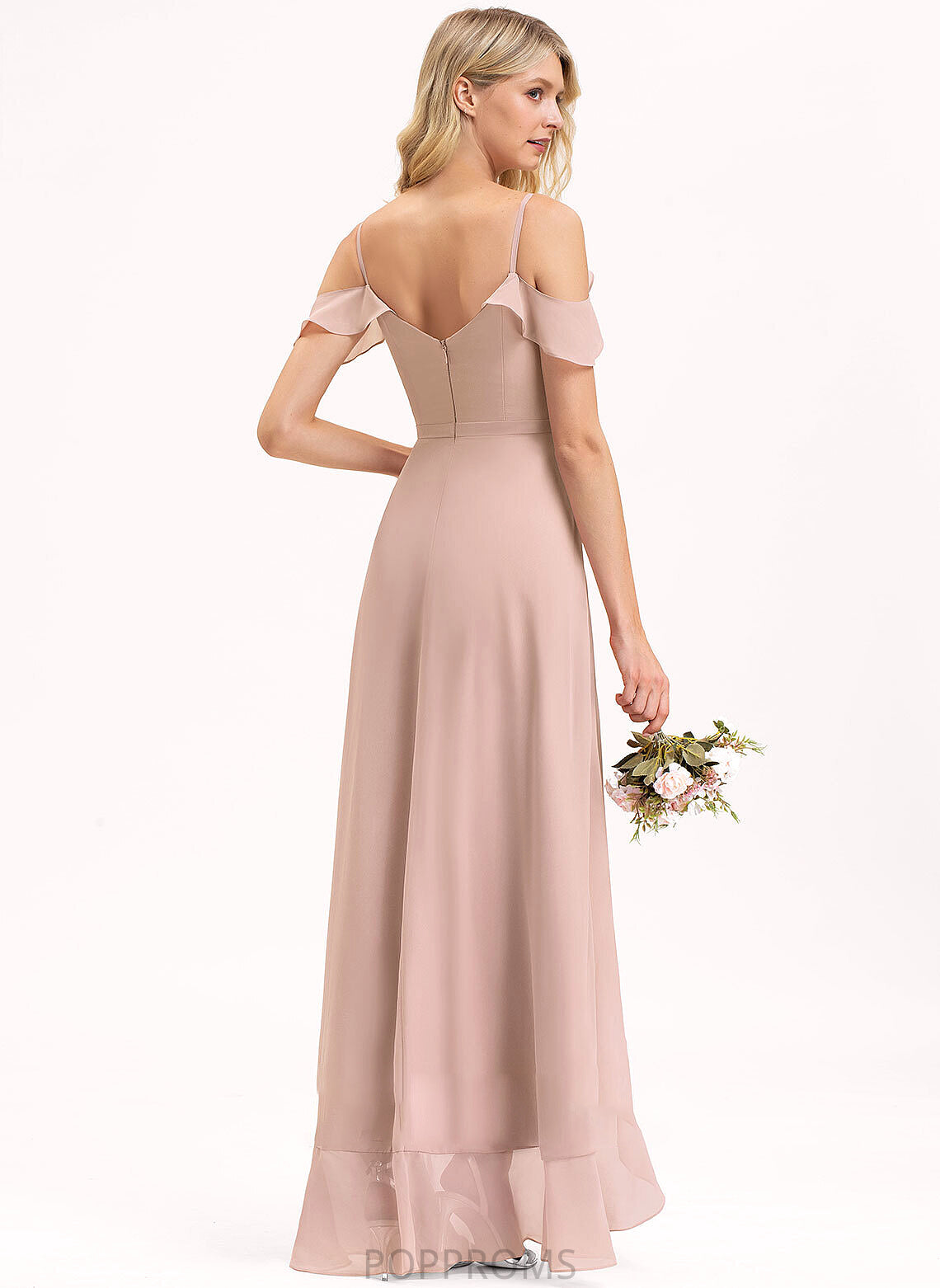 A-Line Length V-neck Embellishment CascadingRuffles Asymmetrical Neckline Silhouette Fabric Allisson Natural Waist A-Line/Princess Bridesmaid Dresses