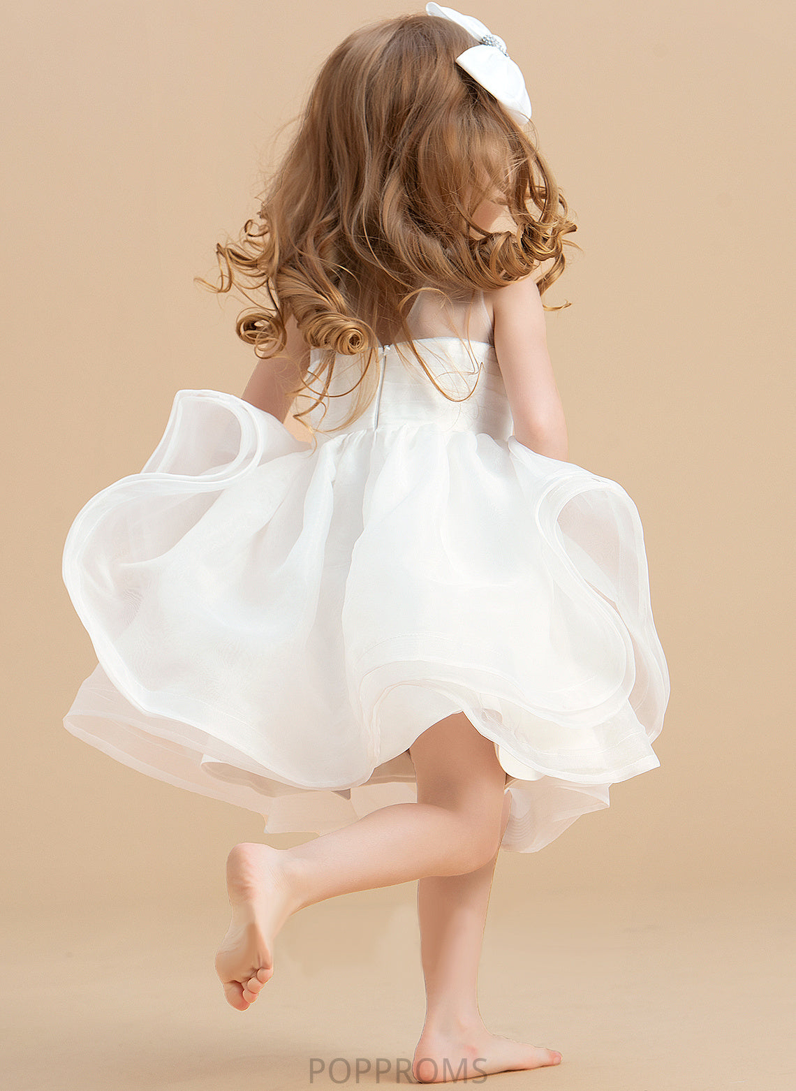 Flower Girl Dresses Ball-Gown/Princess V Knee-length Back Kyleigh Neck With Sleeveless Dress Organza Girl - Scoop Flower