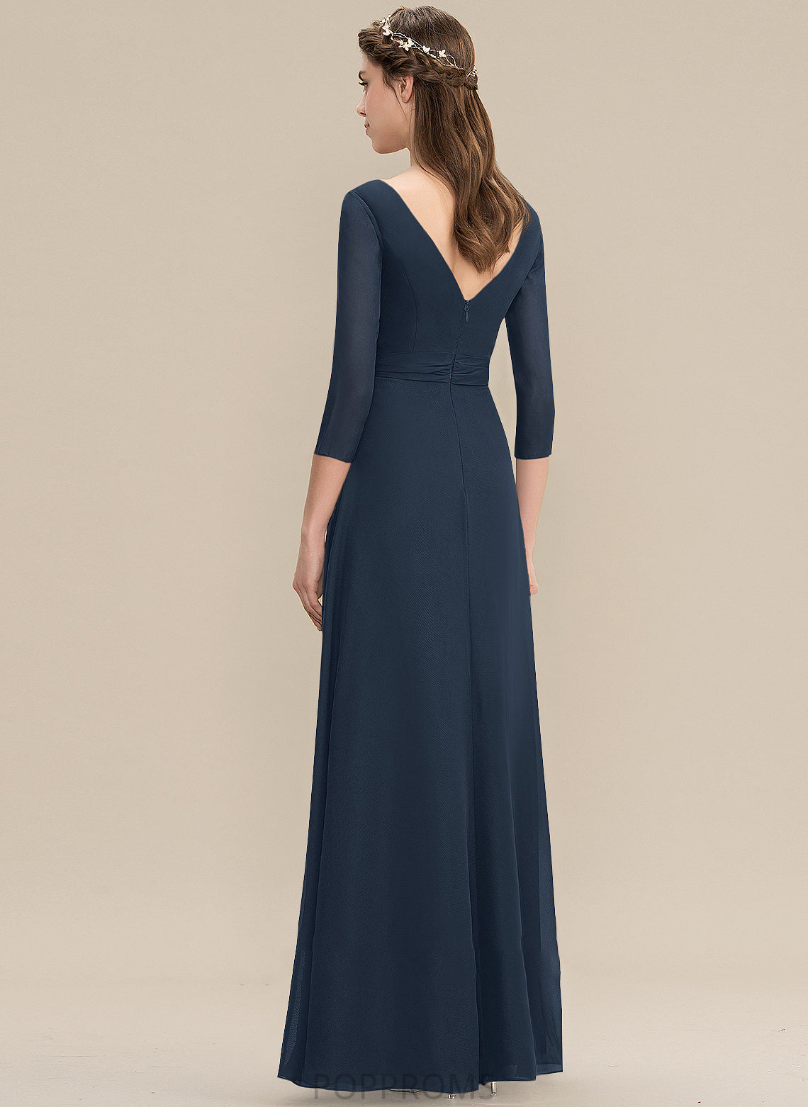 V-neck Length Bow(s) Ruffle Silhouette Fabric Floor-Length Embellishment A-Line Neckline Hedda Empire Waist Bridesmaid Dresses