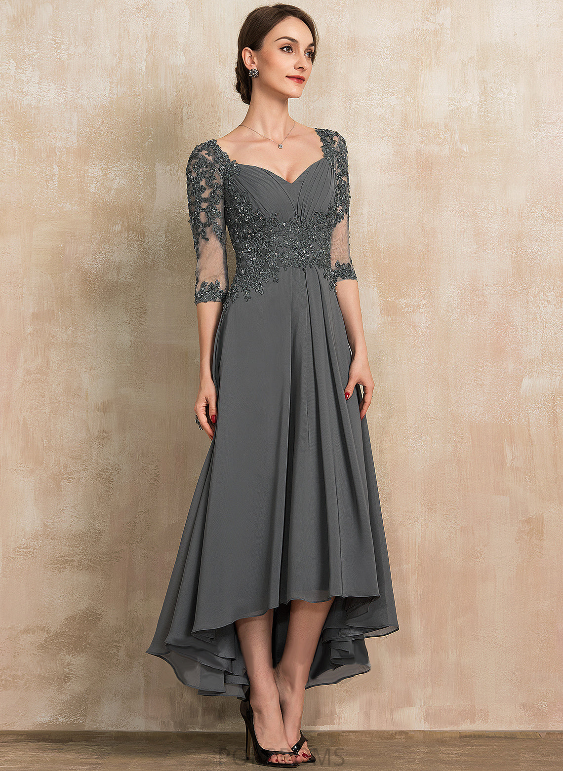 Mother of the Bride Dresses Lace Dress Michaela of Sequins Sweetheart With Asymmetrical A-Line Mother Bride the Beading Chiffon