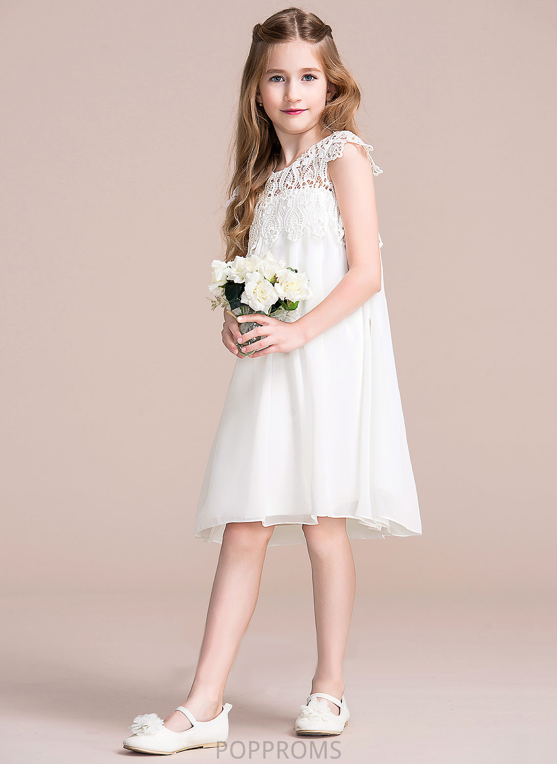 Chiffon/Lace Scoop Amy Knee-length Girl Flower Girl Dresses Empire - Flower Dress Neck Sleeveless