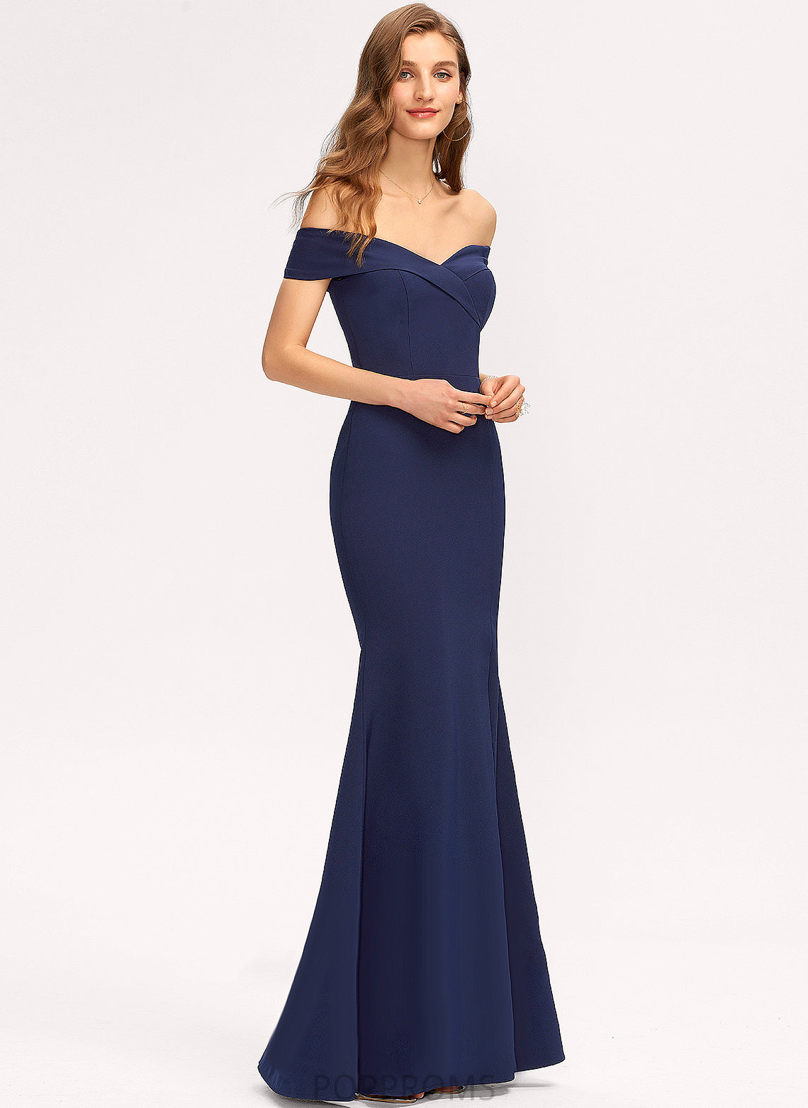 Prom Dresses Floor-Length Off-the-Shoulder Trumpet/Mermaid Stretch Kayden Crepe