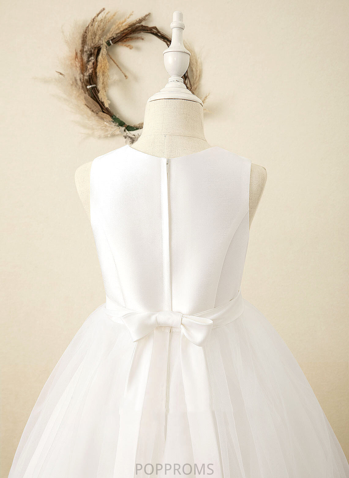 Satin/Tulle - Flower Girl Dresses Tea-length Girl Dress Gertrude Scoop Sleeveless Flower A-Line Neck