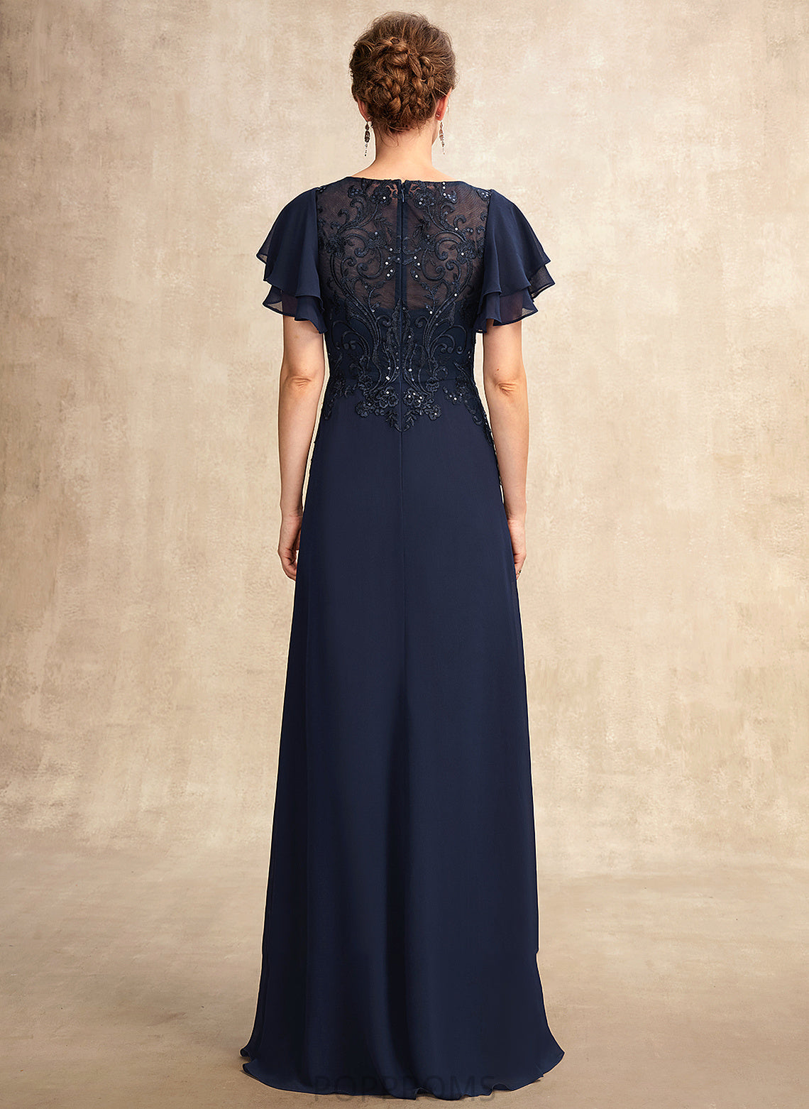 A-Line Neck Sequins the Chiffon Scoop Lace With Floor-Length Mother Dress Katie Mother of the Bride Dresses Bride of