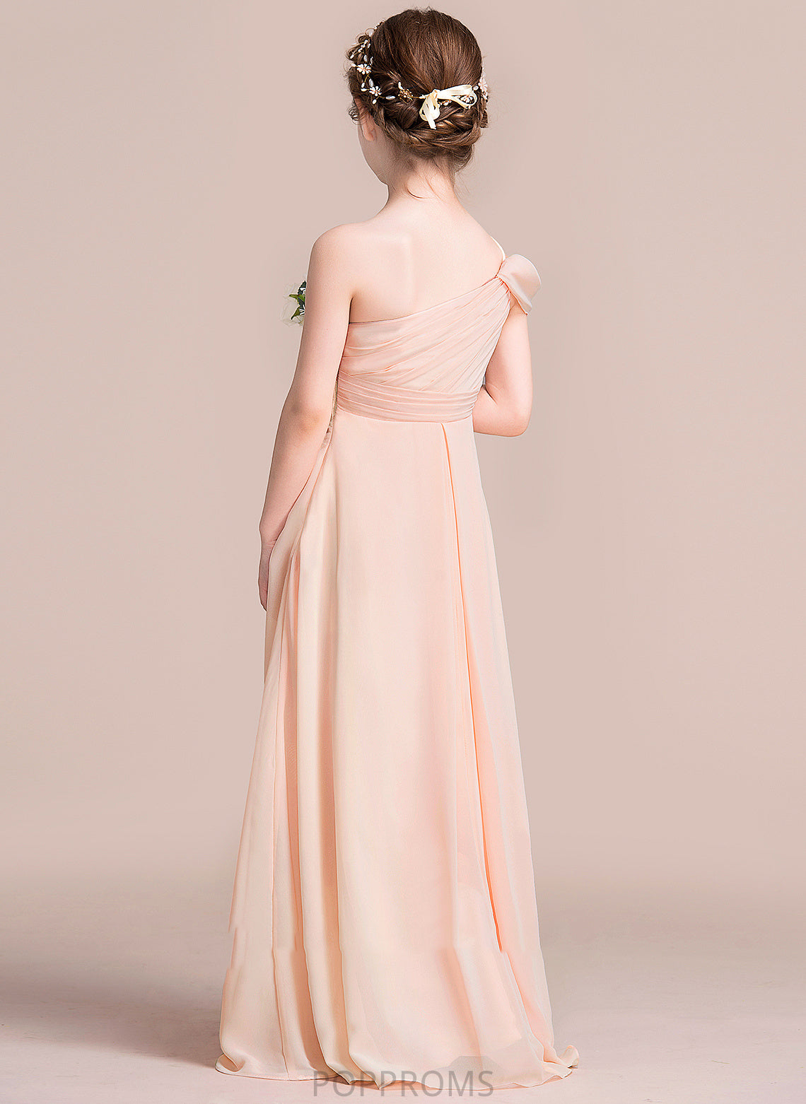 With A-Line Chiffon Junior Bridesmaid Dresses Floor-Length One-Shoulder Ruffle Addyson