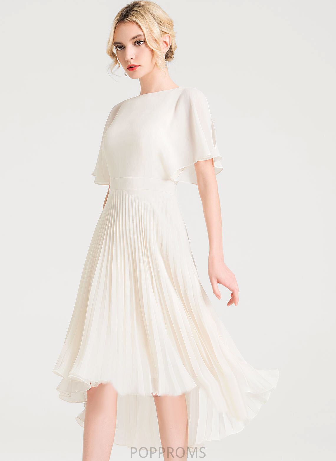 Dress A-Line Chiffon Madalynn Asymmetrical Scoop Cocktail Neck Cocktail Dresses Pleated With