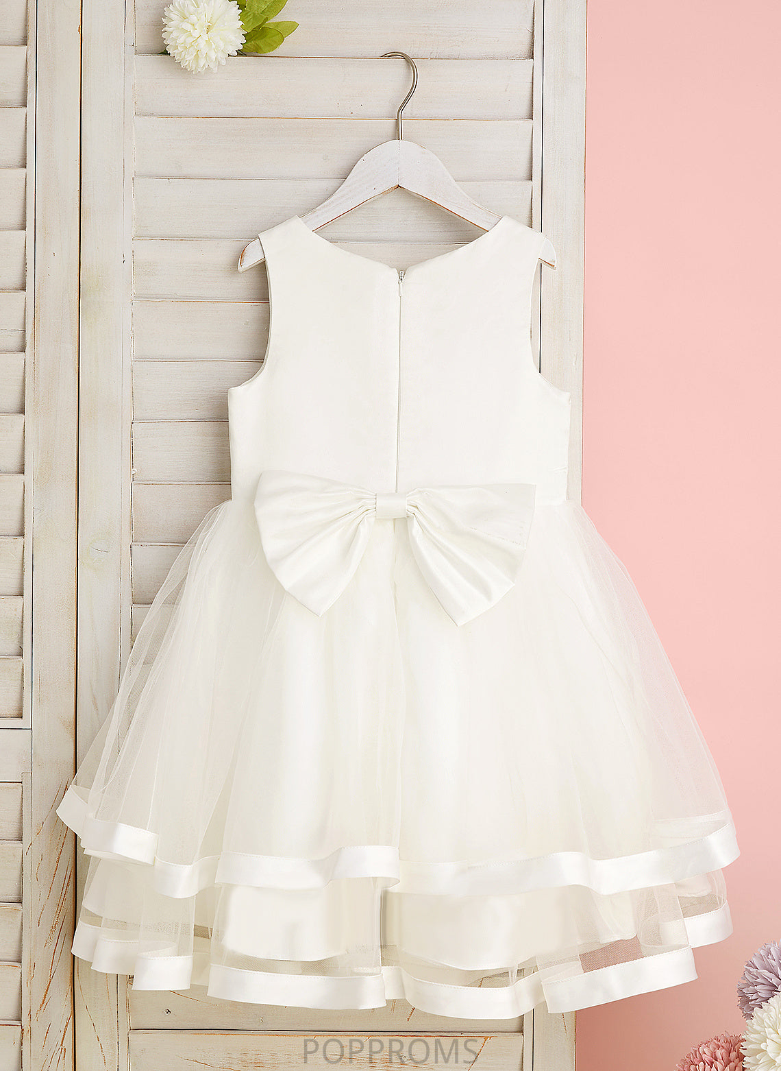 Scoop Dress - Knee-length Girl Satin/Tulle Flower With Sleeveless Neck Beading/Bow(s) Flower Girl Dresses Ball-Gown/Princess Rayna