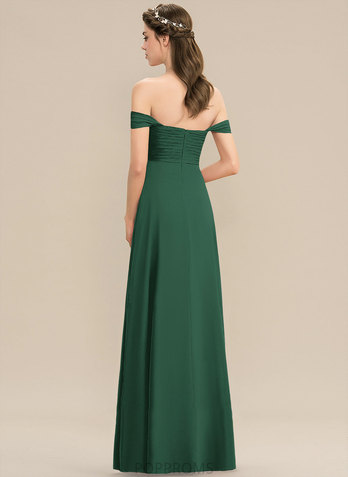 Length A-Line Off-the-Shoulder Ruffle Neckline Fabric Embellishment Silhouette Floor-Length Mariah Sleeveless Spaghetti Staps Bridesmaid Dresses