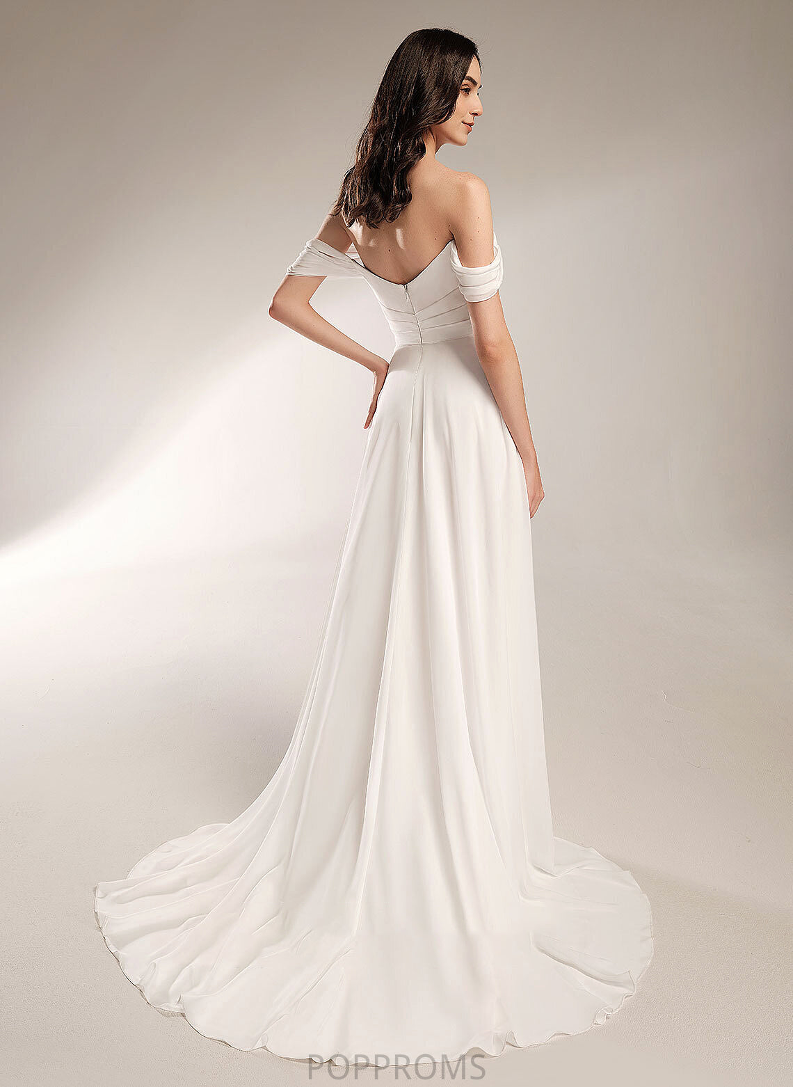 With Wedding Lilah Court Dress Train Off-the-Shoulder Wedding Dresses Pleated A-Line